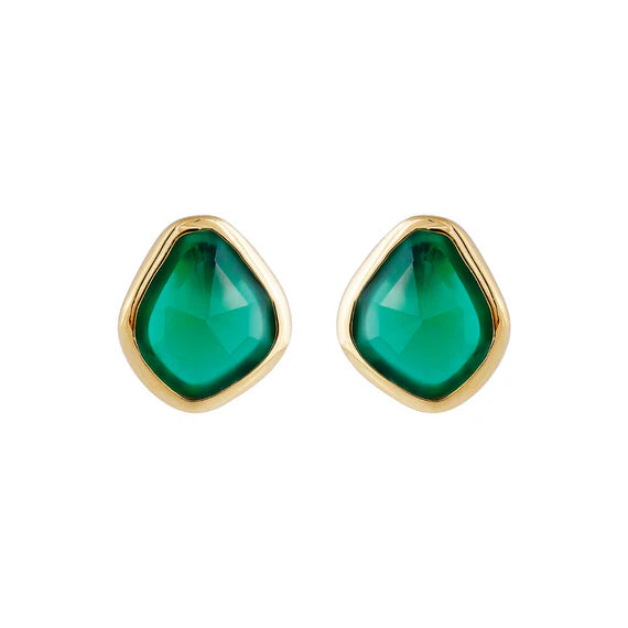 Fairley - Green Agate Splice Studs - Gold