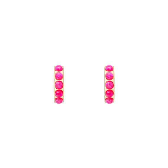 Fairley - Hot Pink Opal Crystal Huggies - Gold