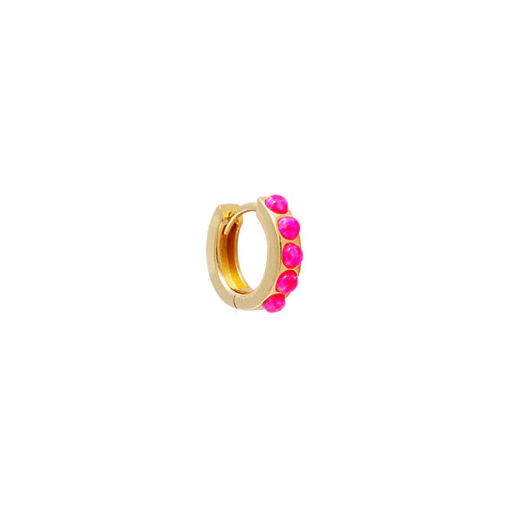 Fairley - Hot Pink Opal Crystal Huggies - Gold