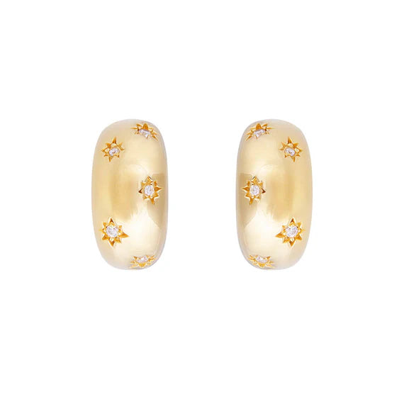 Fairley - Starburst Flared Hoops - Gold