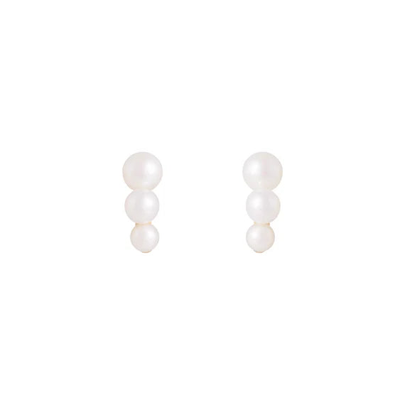 Fairley - Triplet Pearl Studs - Pearls / Gold