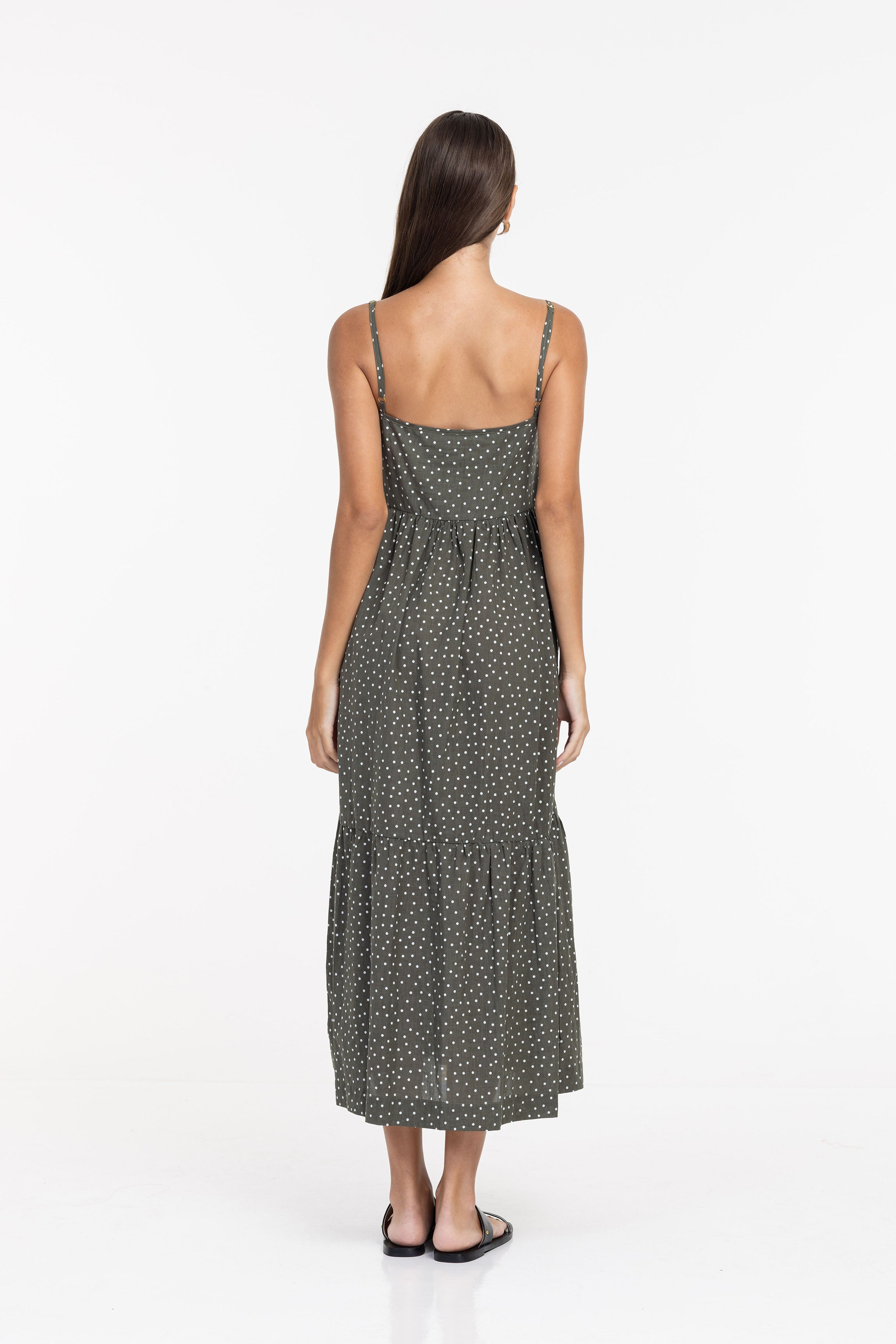 Fall Into You Dress - Light Army with Ivory Spot