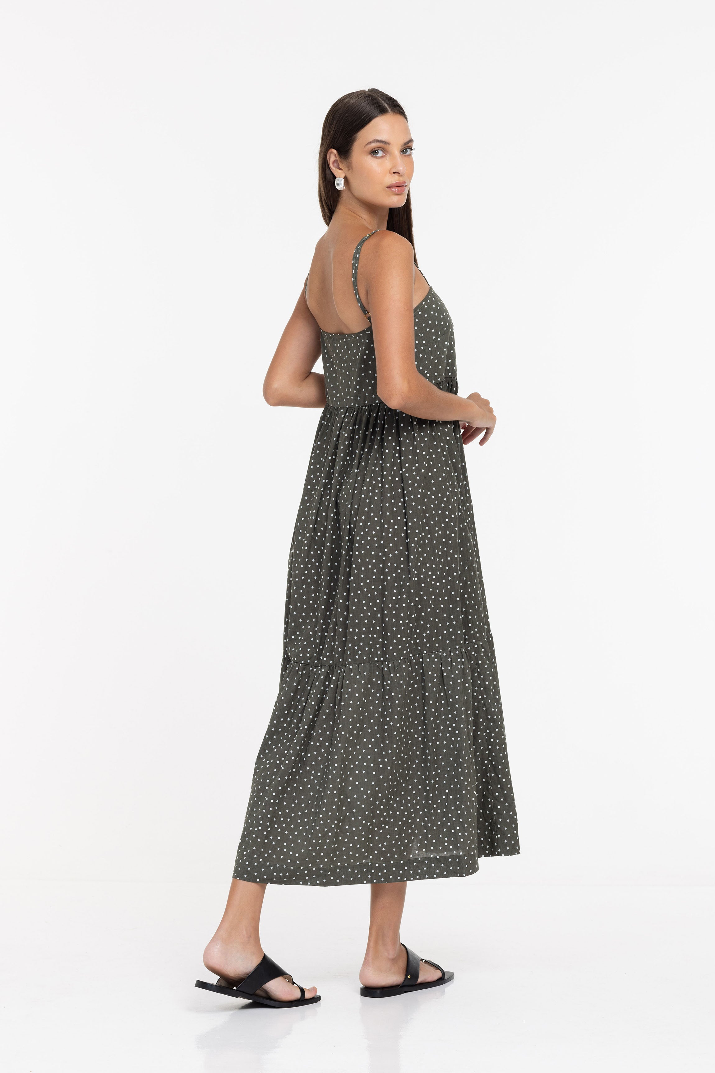 Fall Into You Dress - Light Army with Ivory Spot