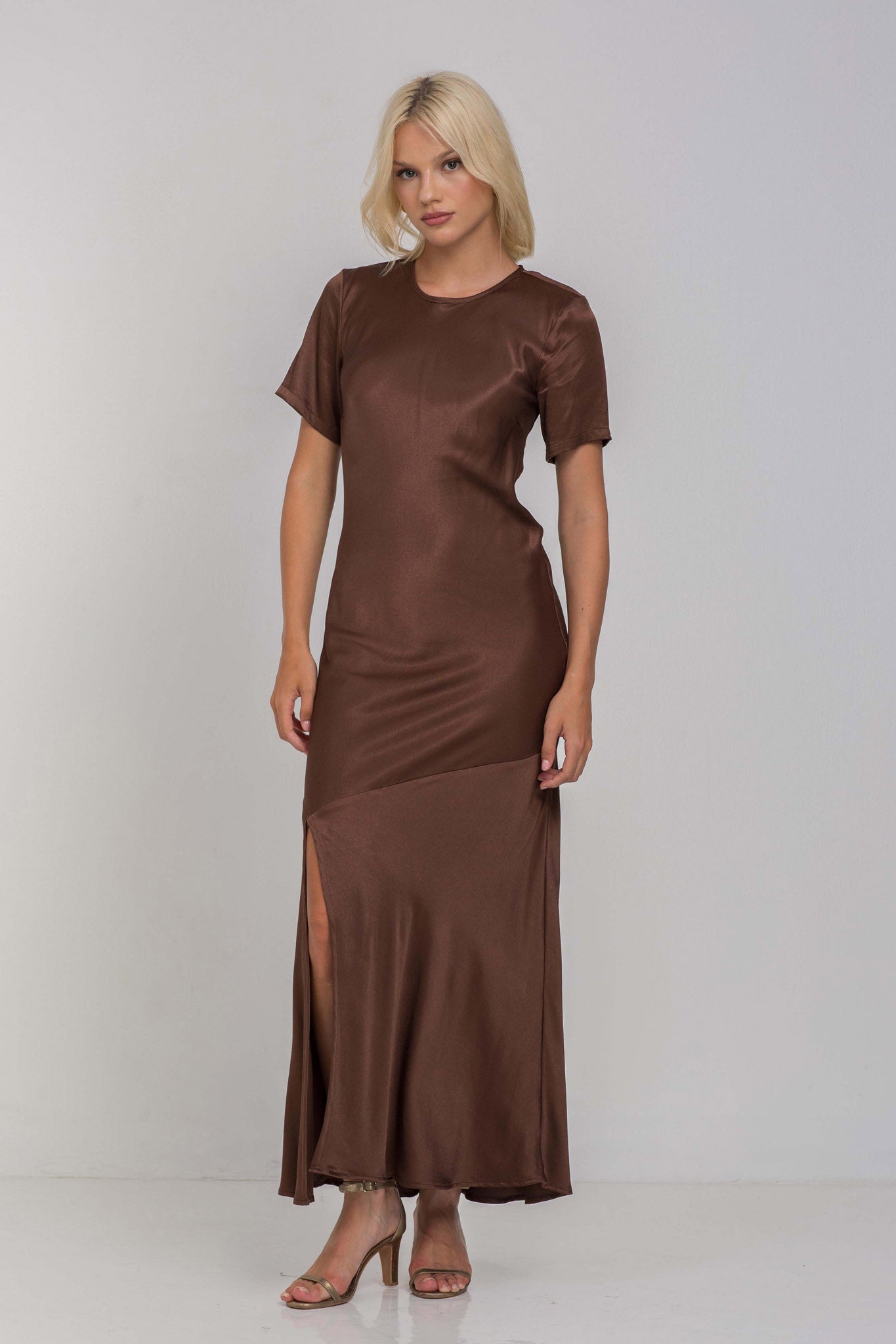 Falling In Love Sleeved Dress - Chocolate