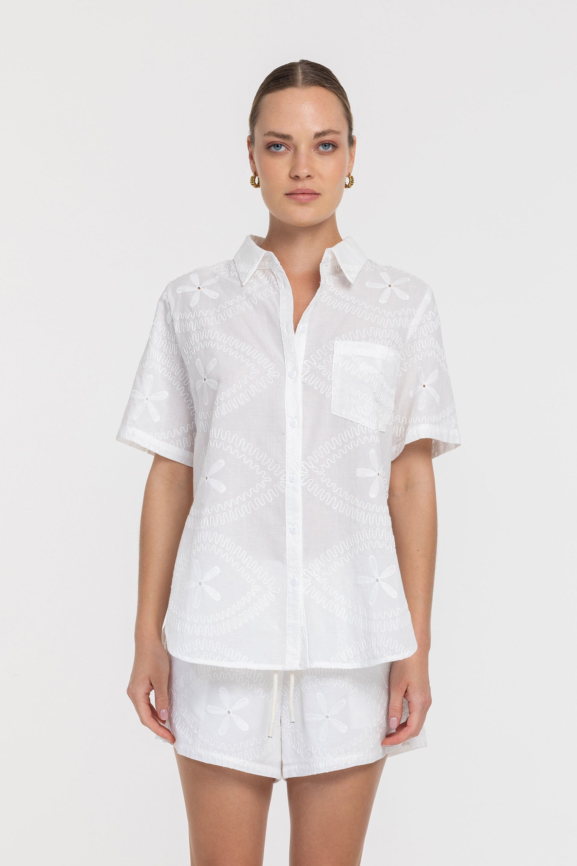 Felix Shirt - White Embroidered