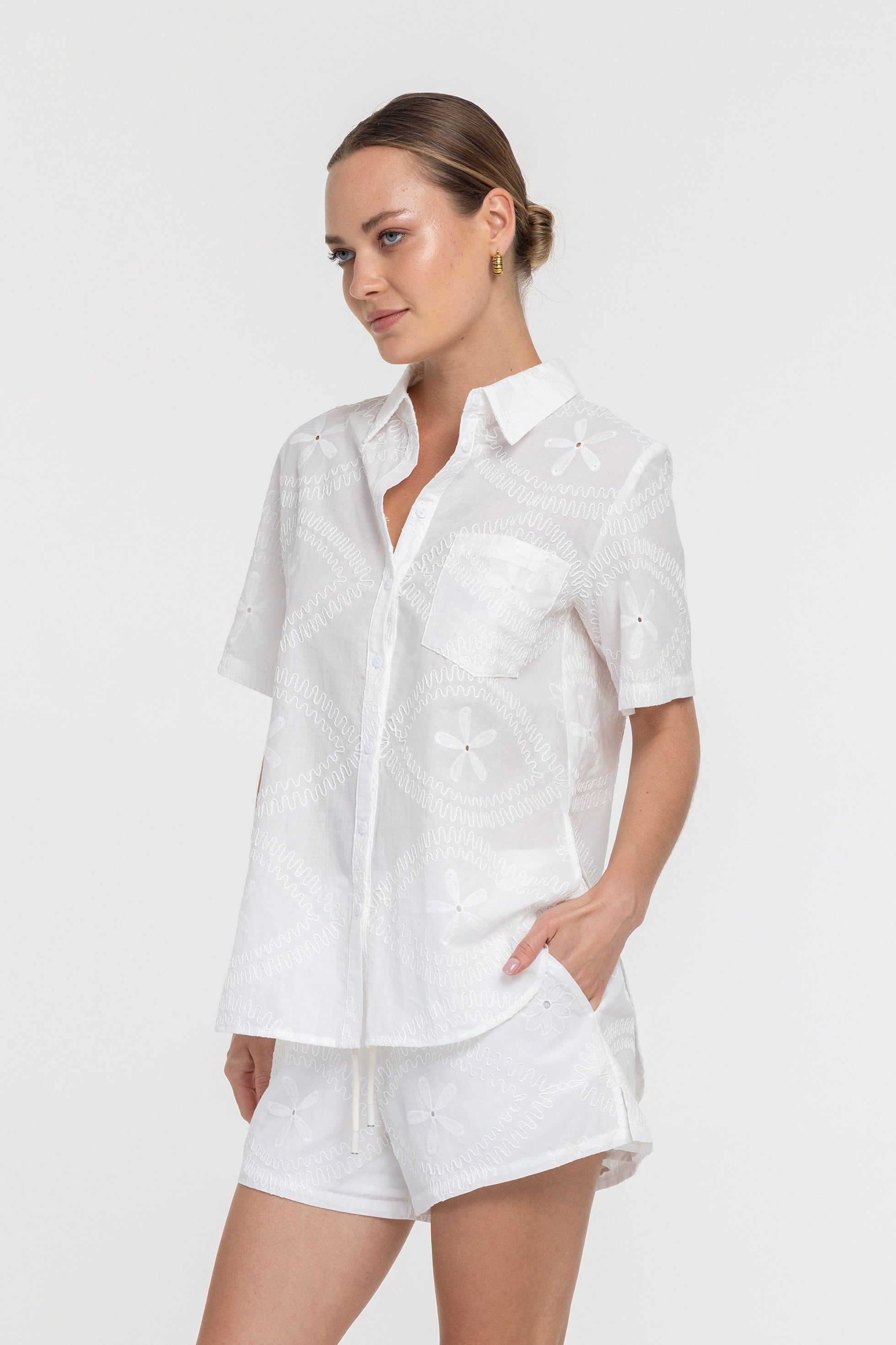 Felix Shirt - White Embroidered
