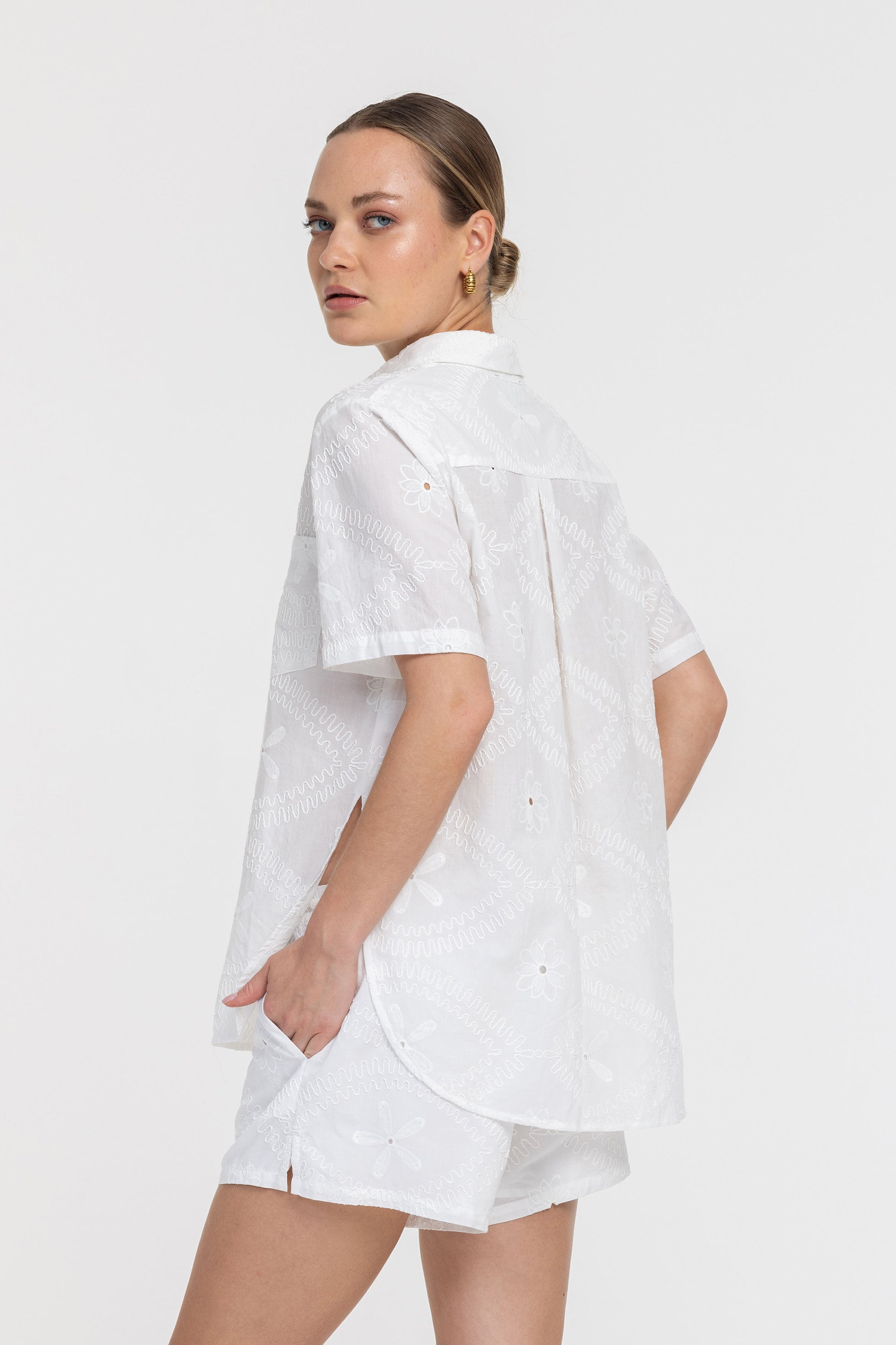 Felix Shirt - White Embroidered