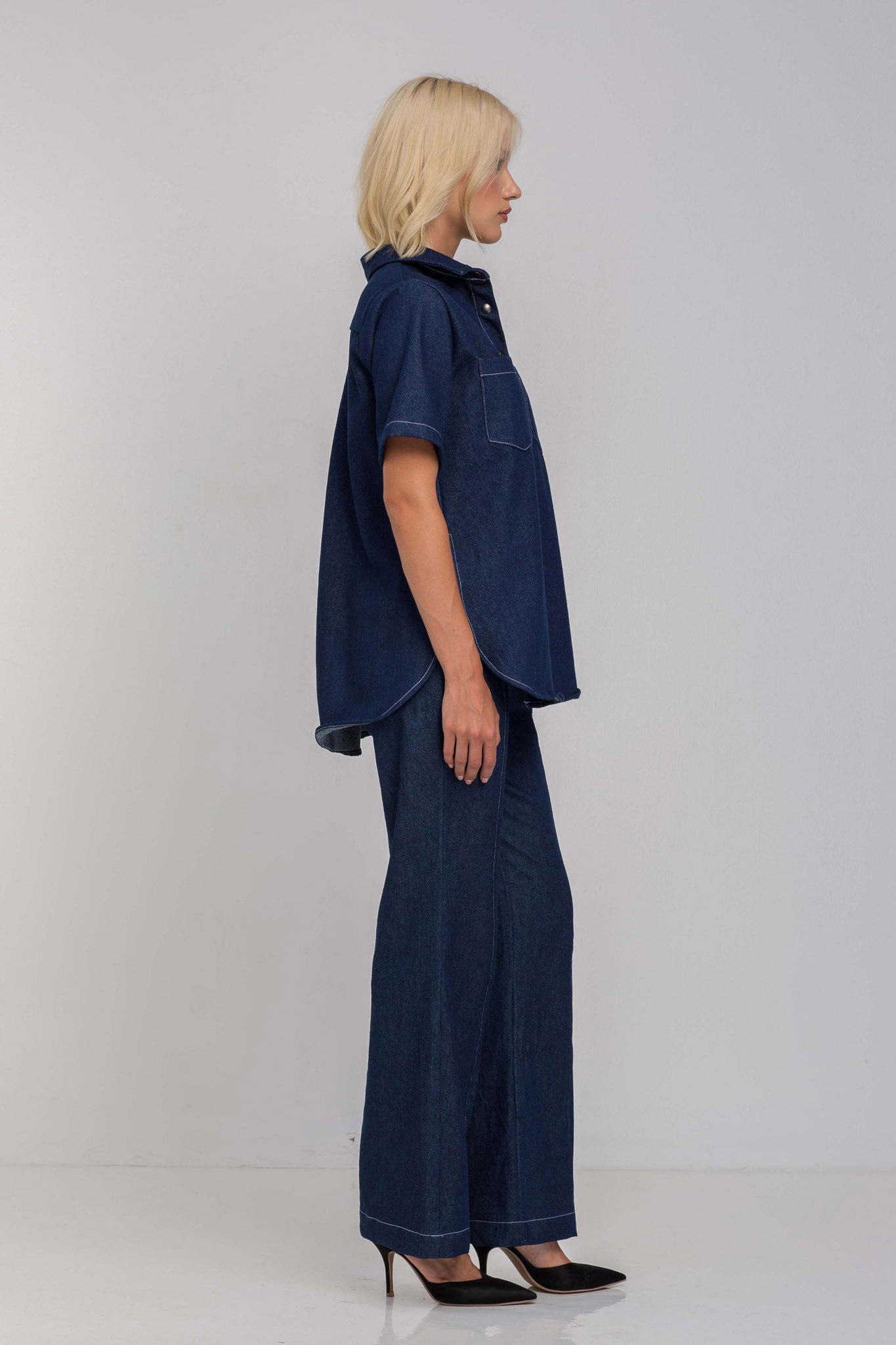 Carter Pant - Denim Blue with Contrast White Stitching