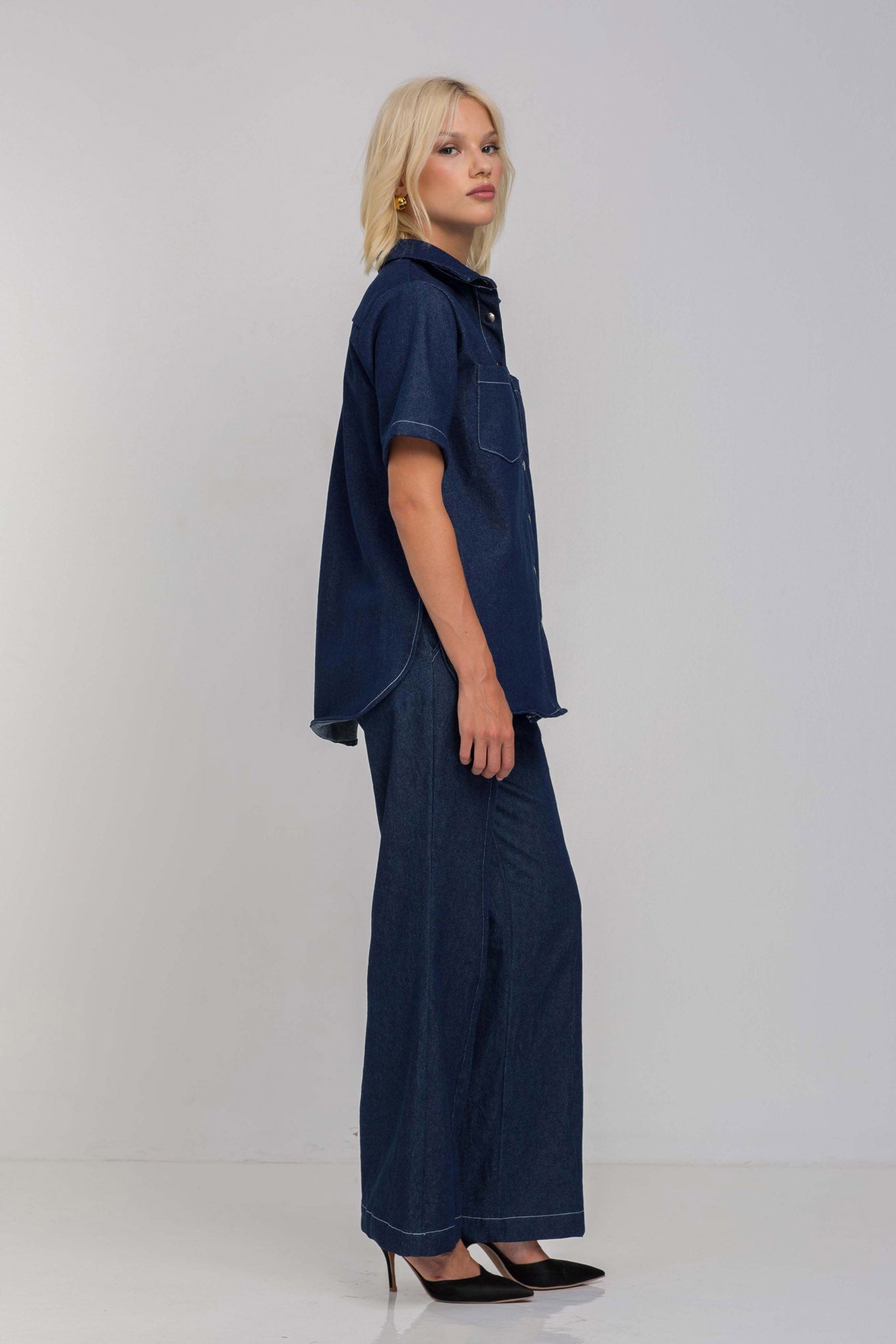 Carter Pant - Denim Blue with Contrast White Stitching