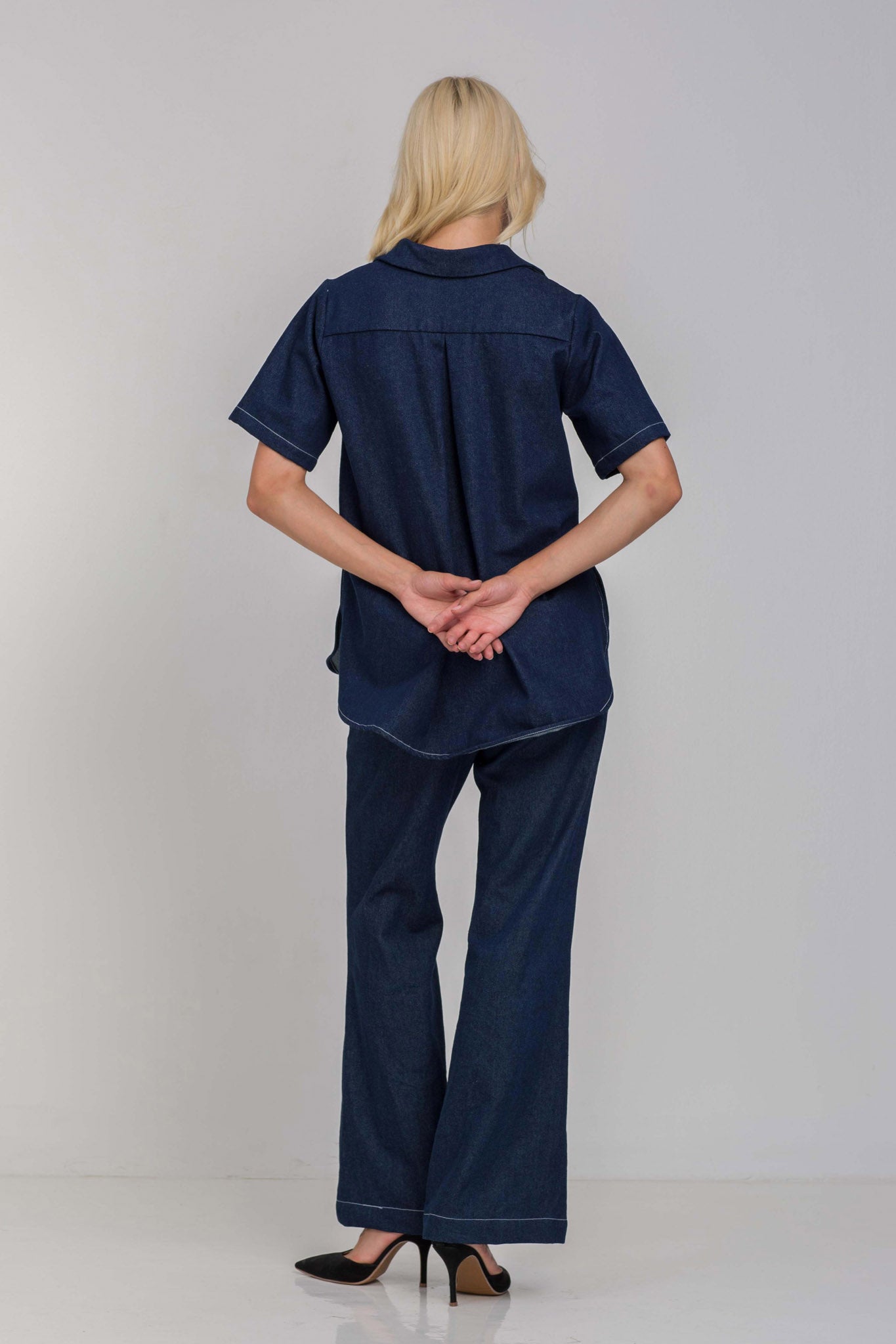 Carter Pant - Denim Blue with Contrast White Stitching