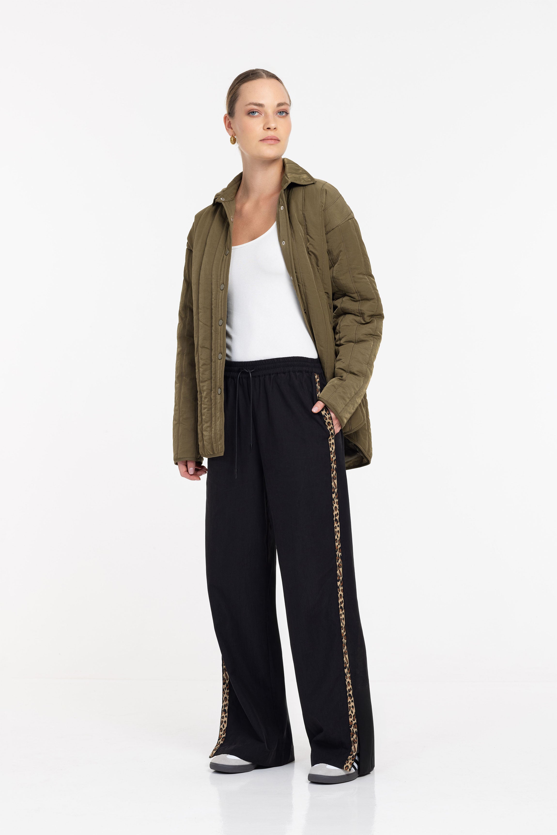 Diego Pant - Black with Leopard Trim