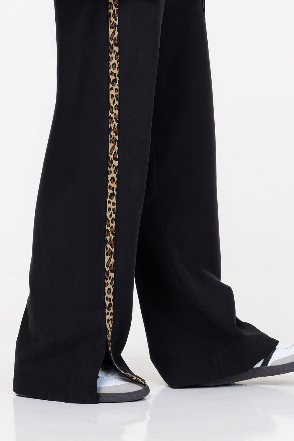 Diego Pant - Black with Leopard Trim