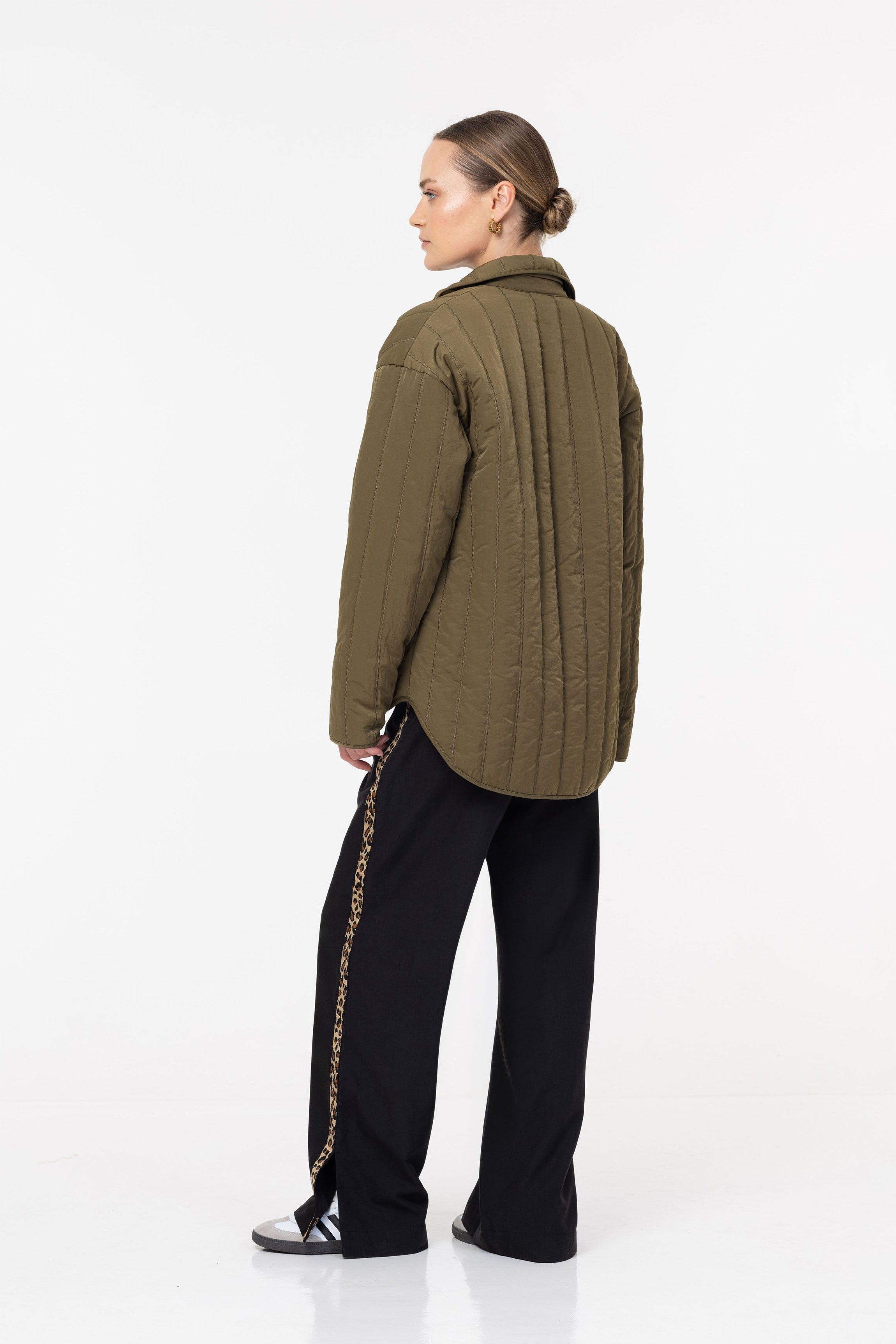 Diego Pant - Black with Leopard Trim