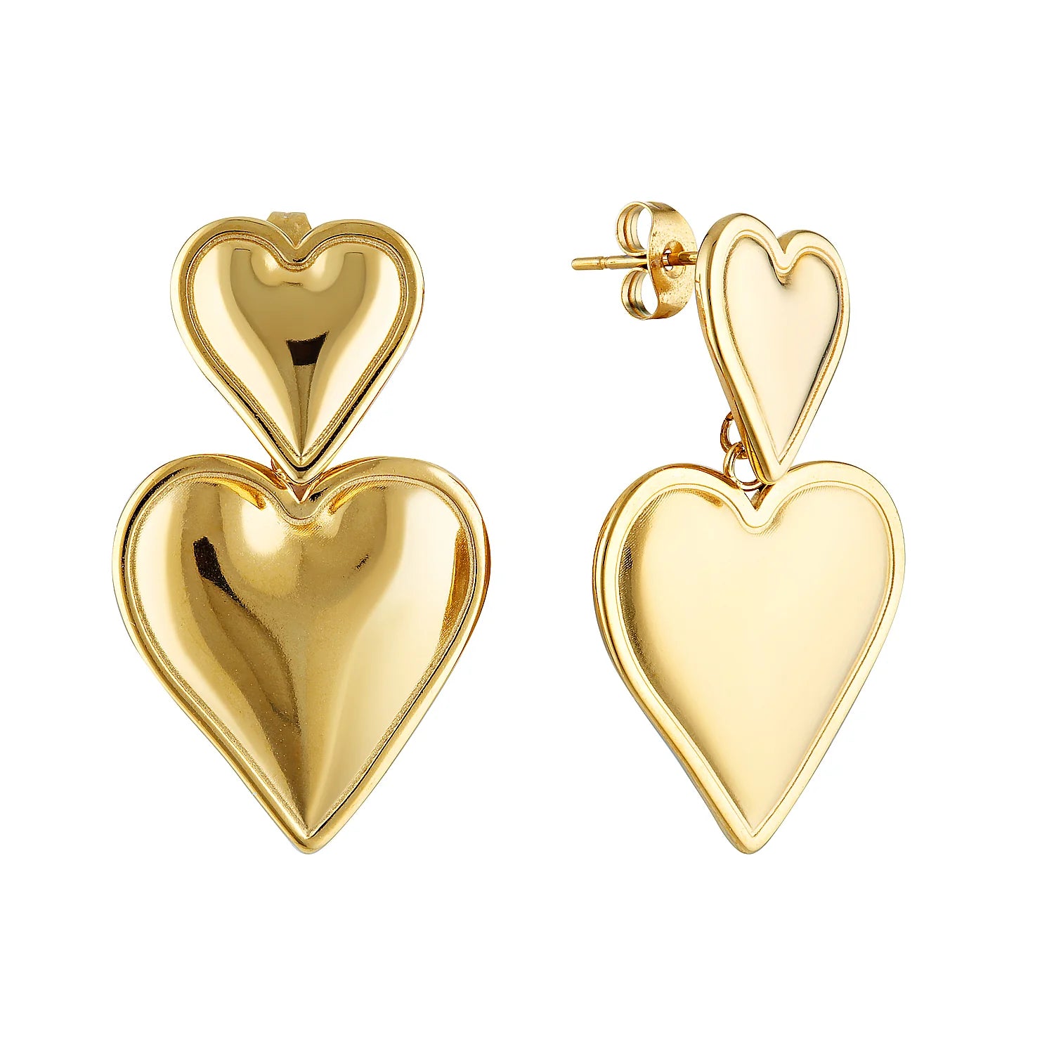 GIMME - Alexandra Double Heart Earrings - Gold