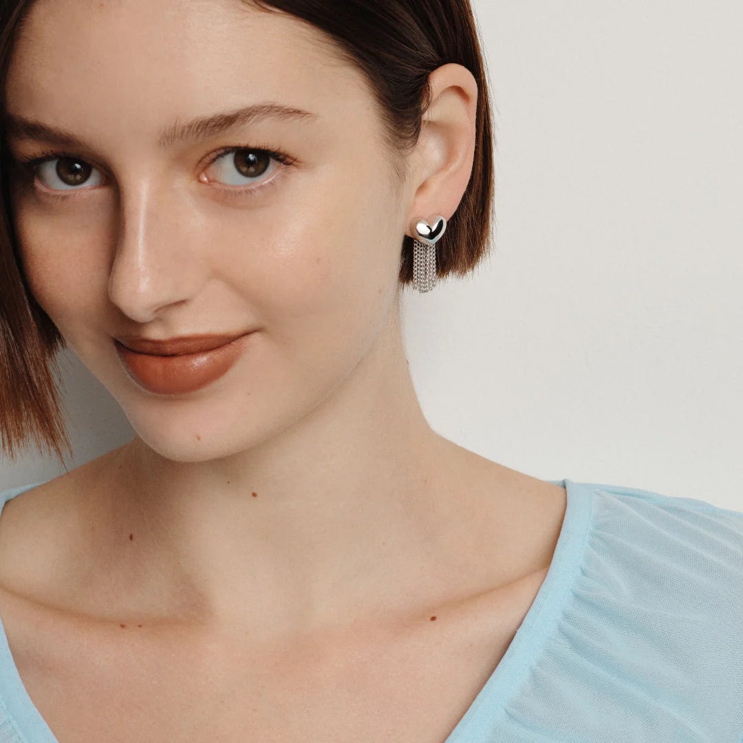 GIMME - Paris Puffed Heart Earrings - Silver