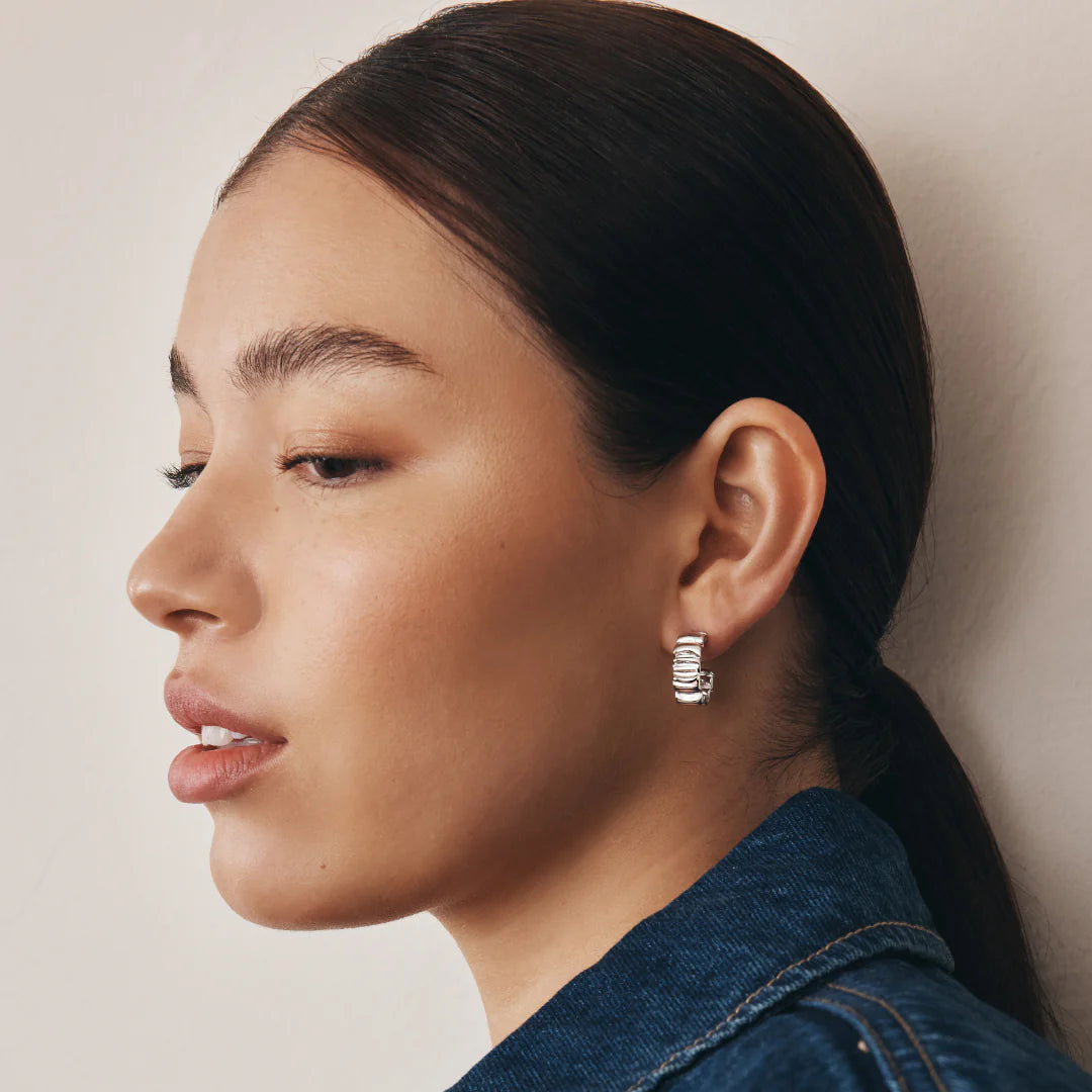 GIMME - Poppy Wrinkle Hoop Earrings - Silver