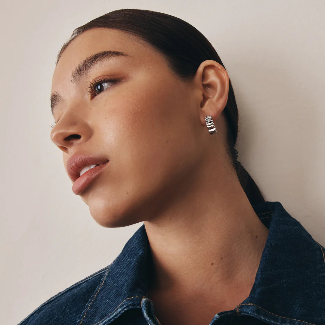 GIMME - Poppy Wrinkle Hoop Earrings - Silver