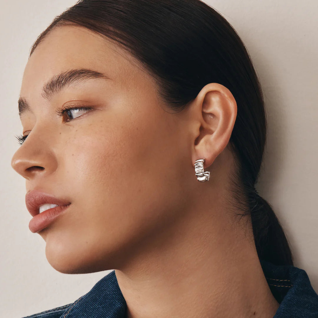 GIMME - Poppy Wrinkle Hoop Earrings - Silver