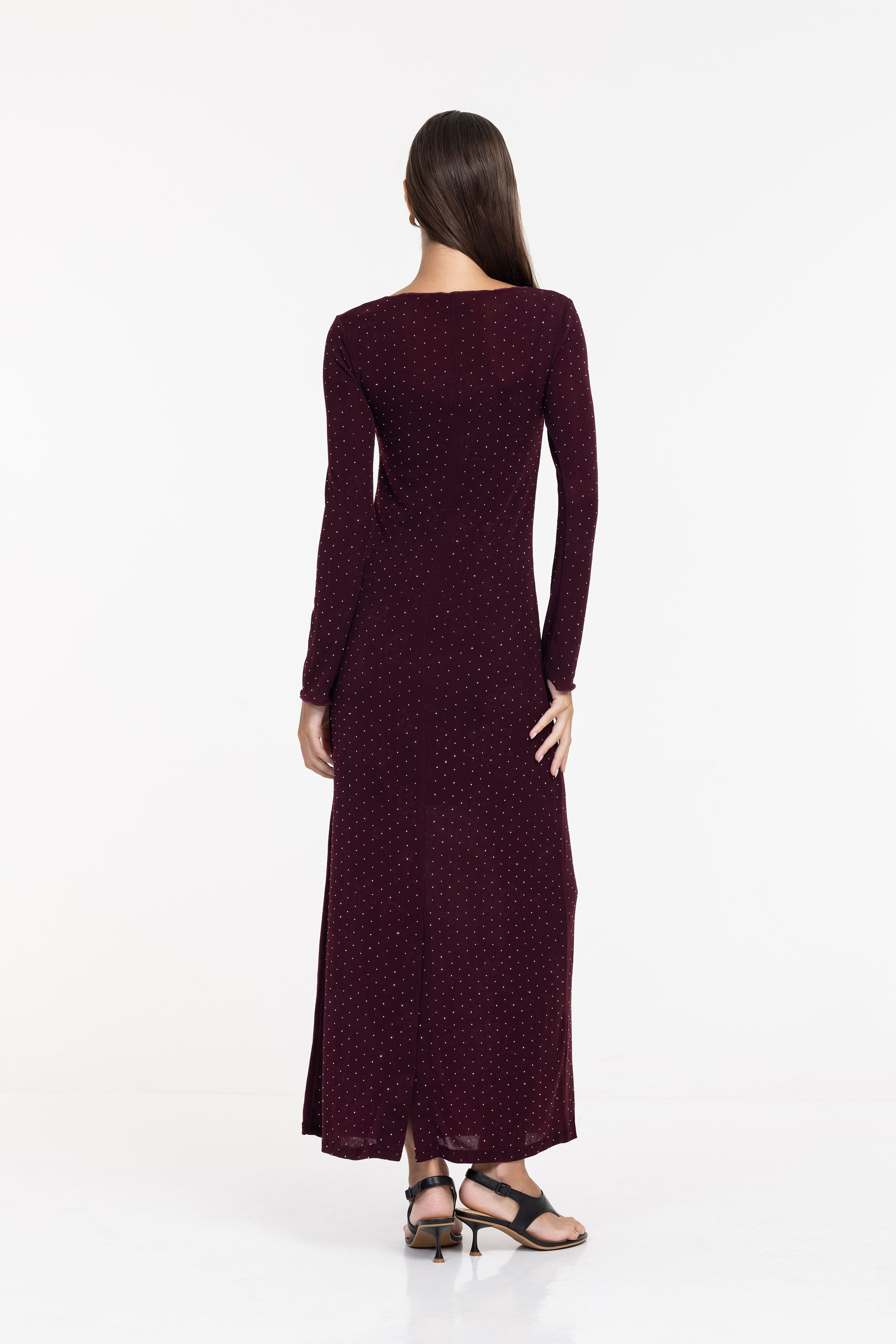 PRE-ORDER Gigi Dress - Burgundy with Silver Diamantés
