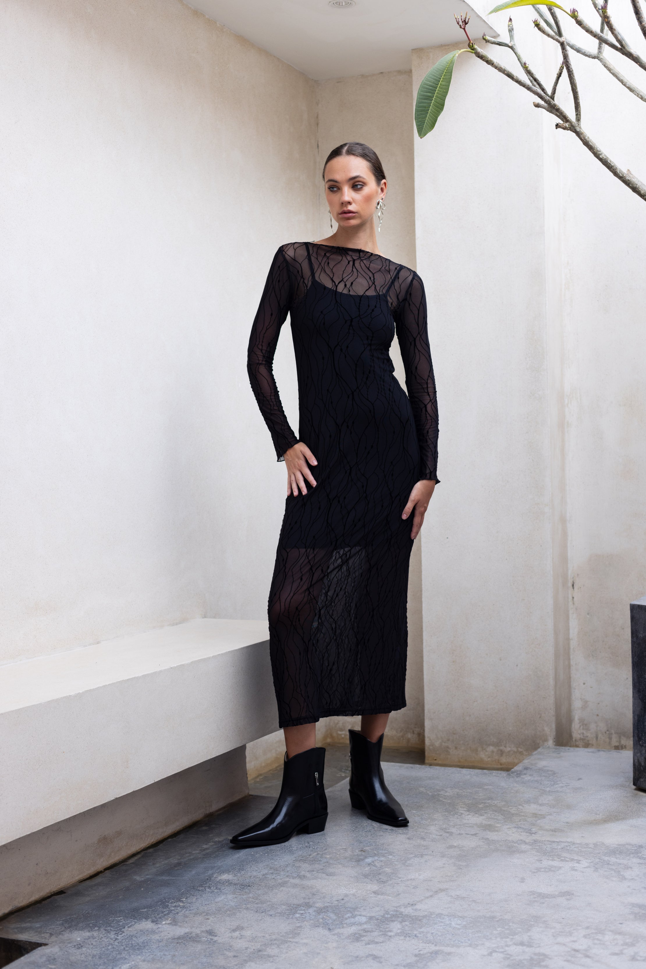 Gigi Dress - Black Vines