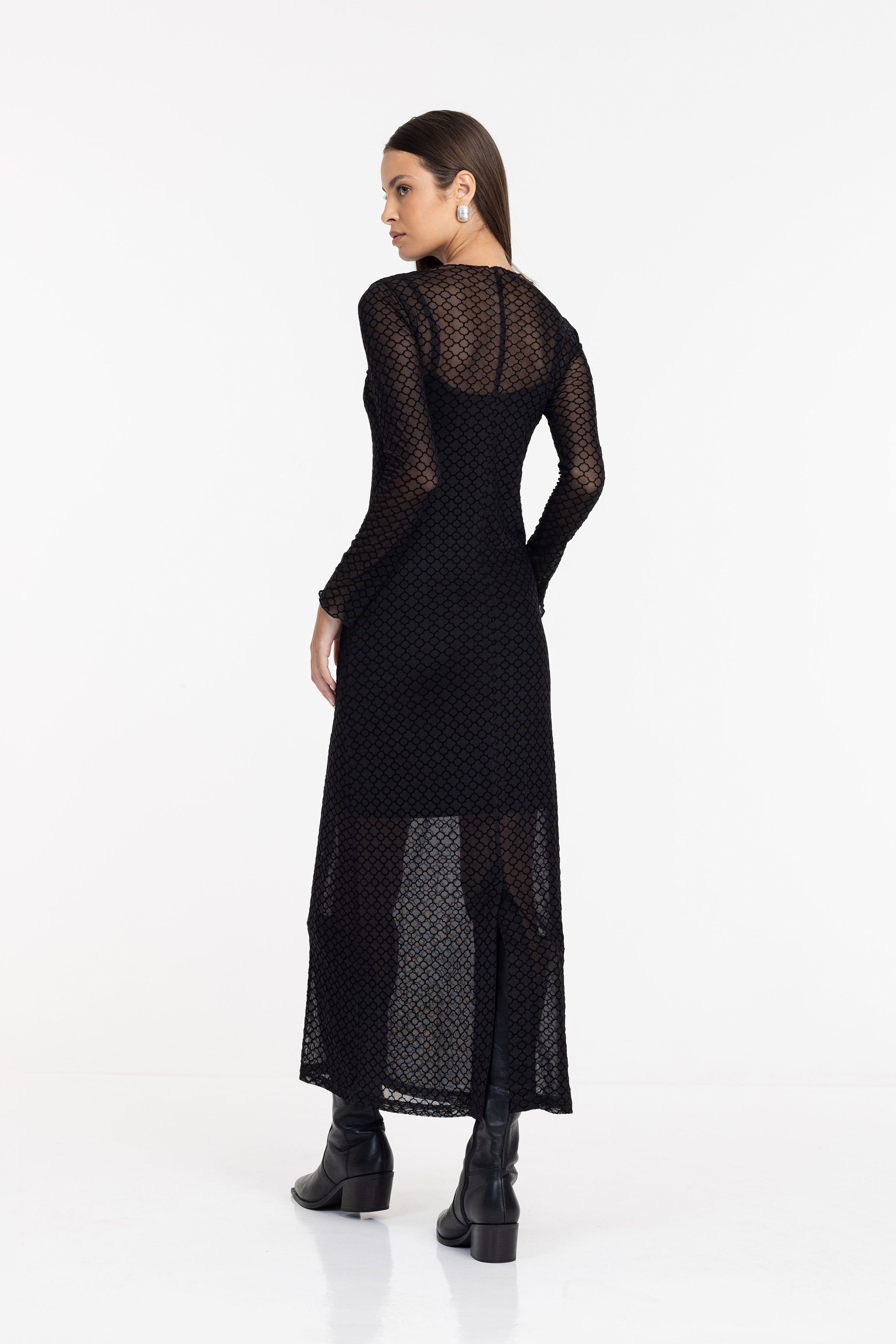 Gigi Dress - Black Quatrefoil