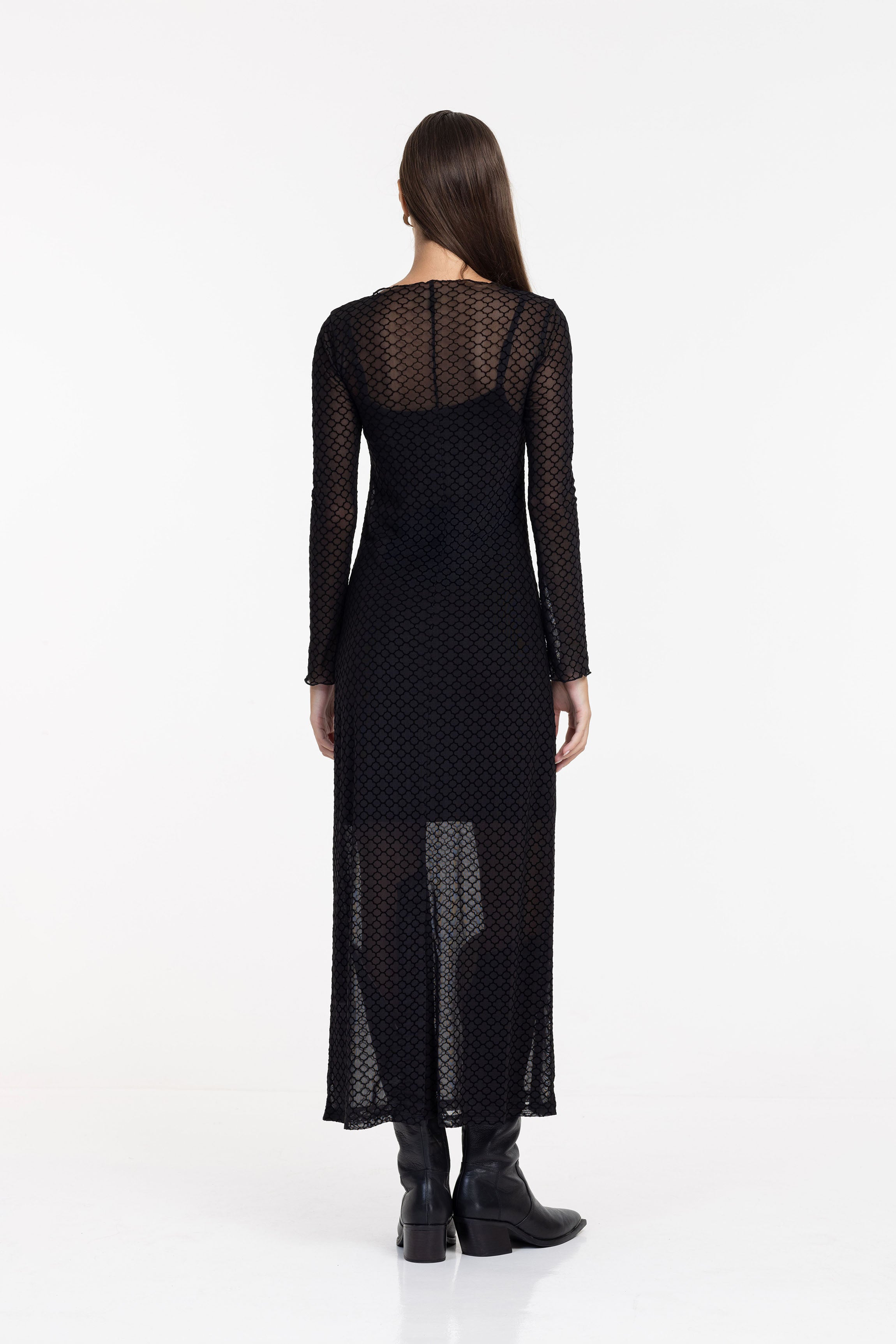 PRE-ORDER Gigi Dress - Black Quatrefoil