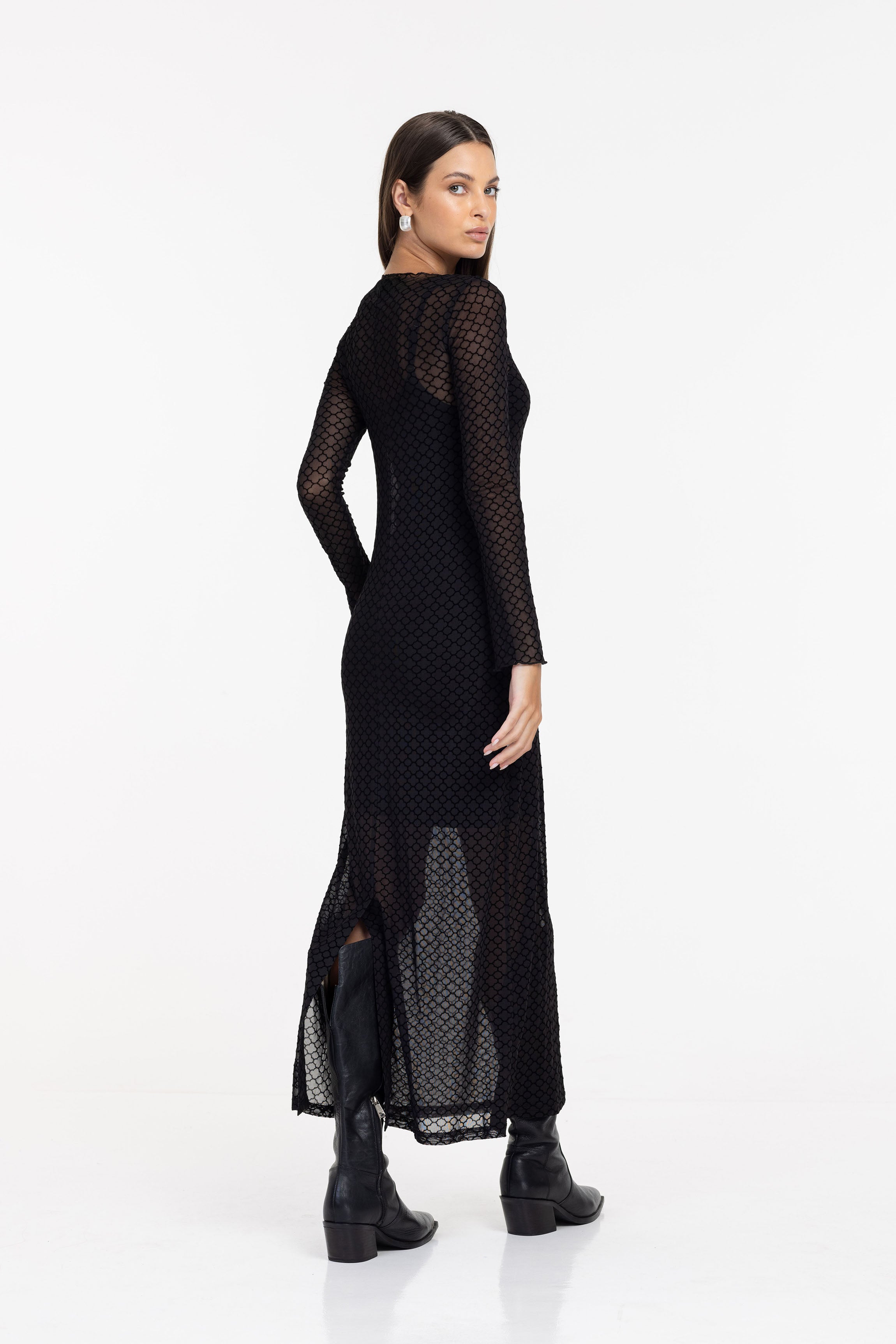 Gigi Dress - Black Quatrefoil