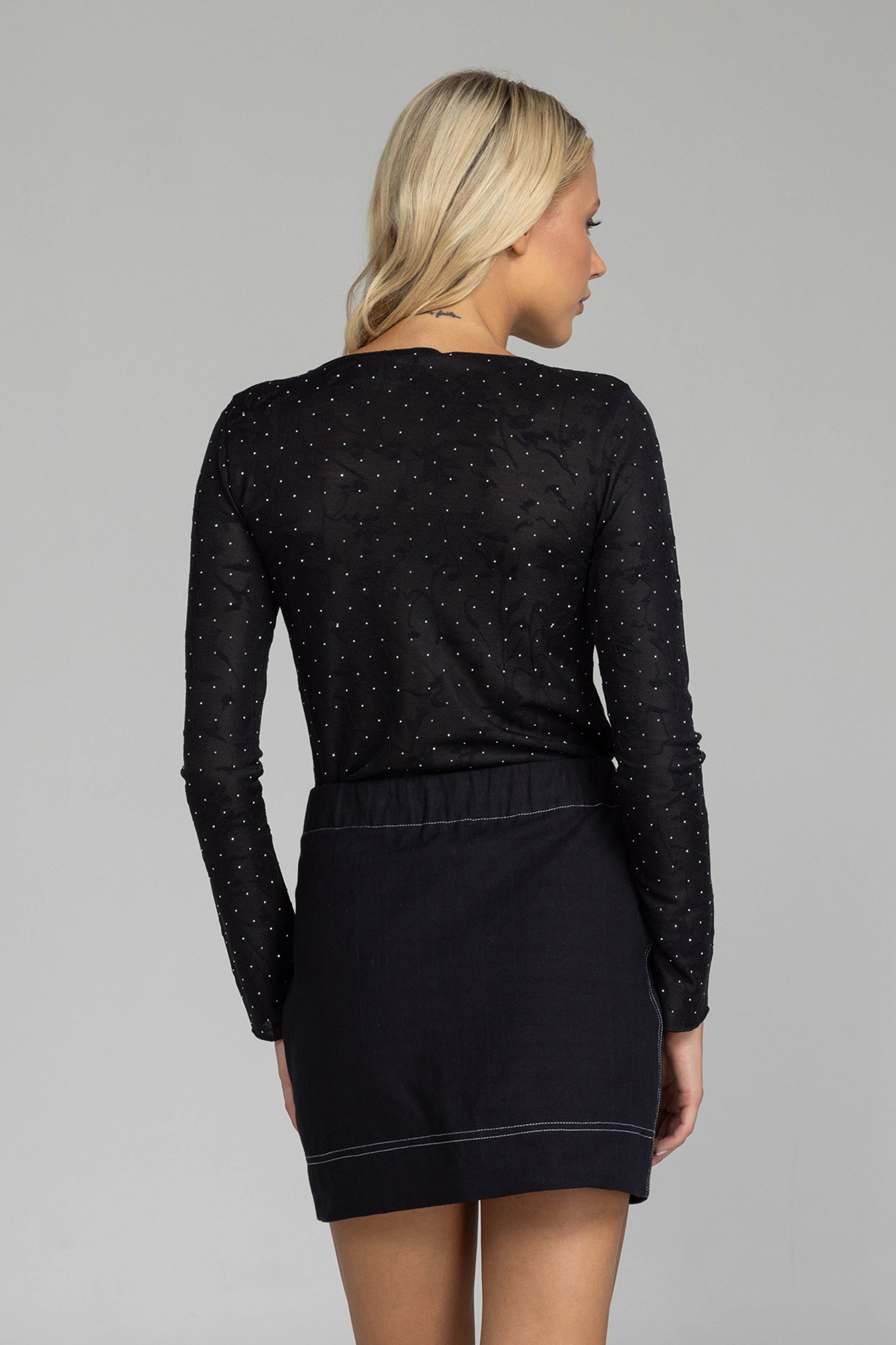 PRE-ORDER Gigi Top - Black Lace with Silver Diamantés