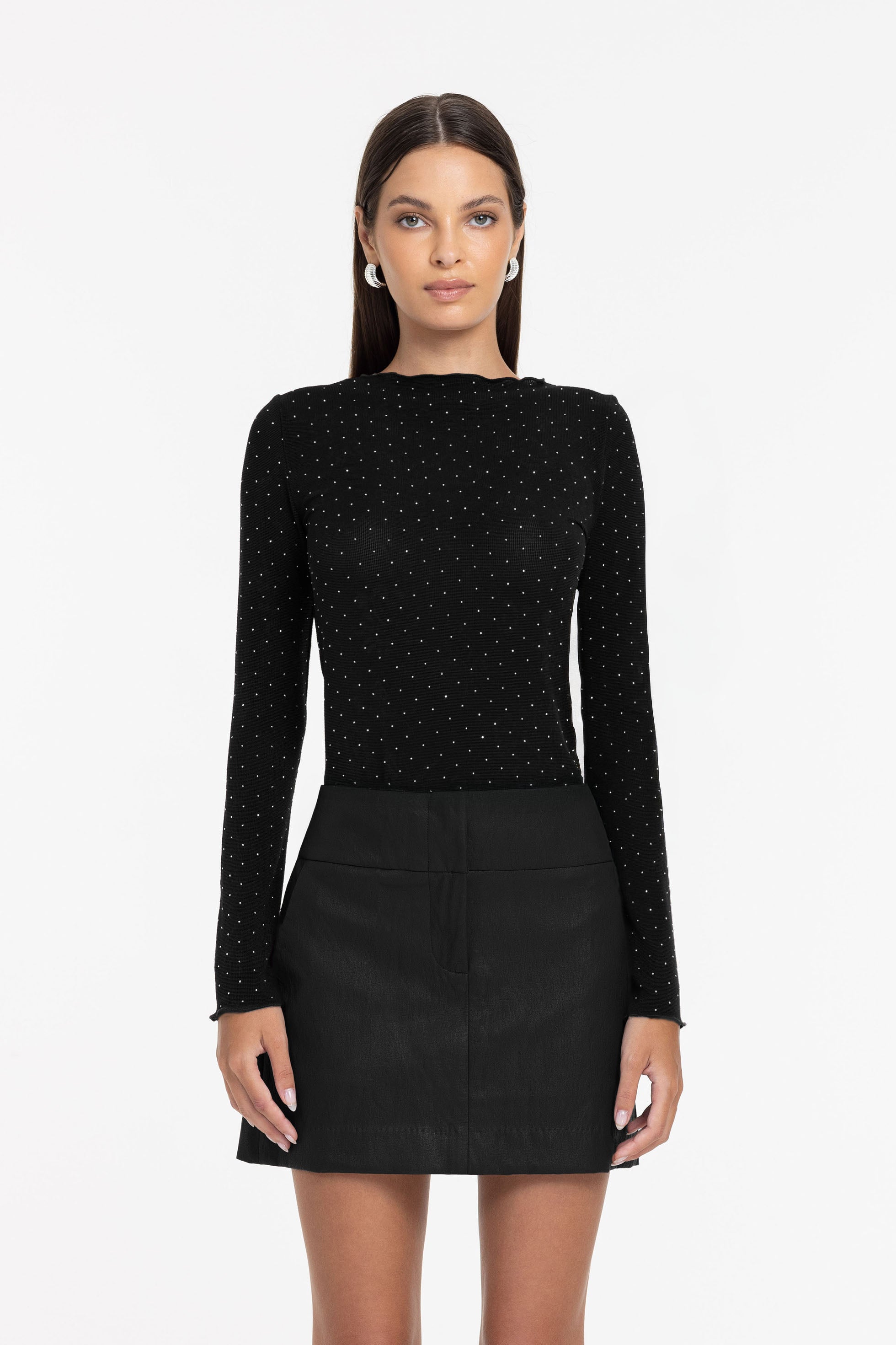 PRE-ORDER Gigi Top - Black with Silver Diamantés