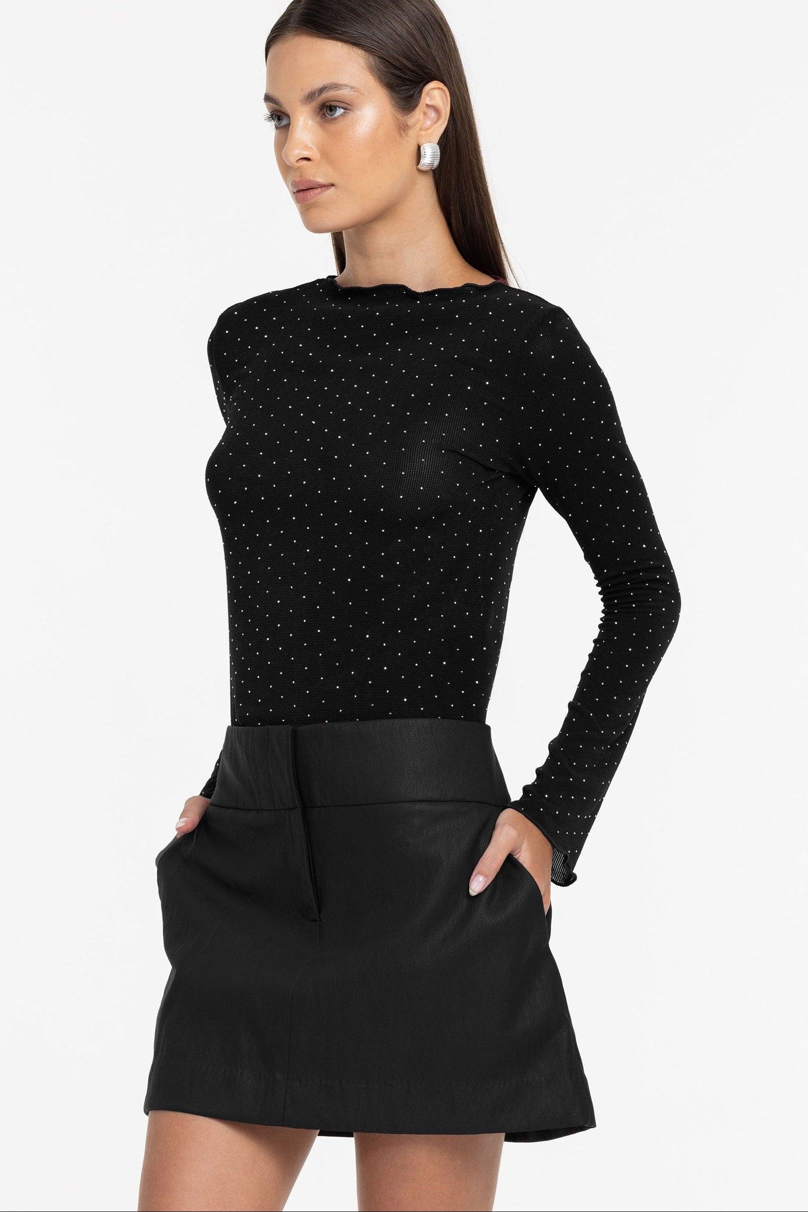 PRE-ORDER Gigi Top - Black with Silver Diamantés