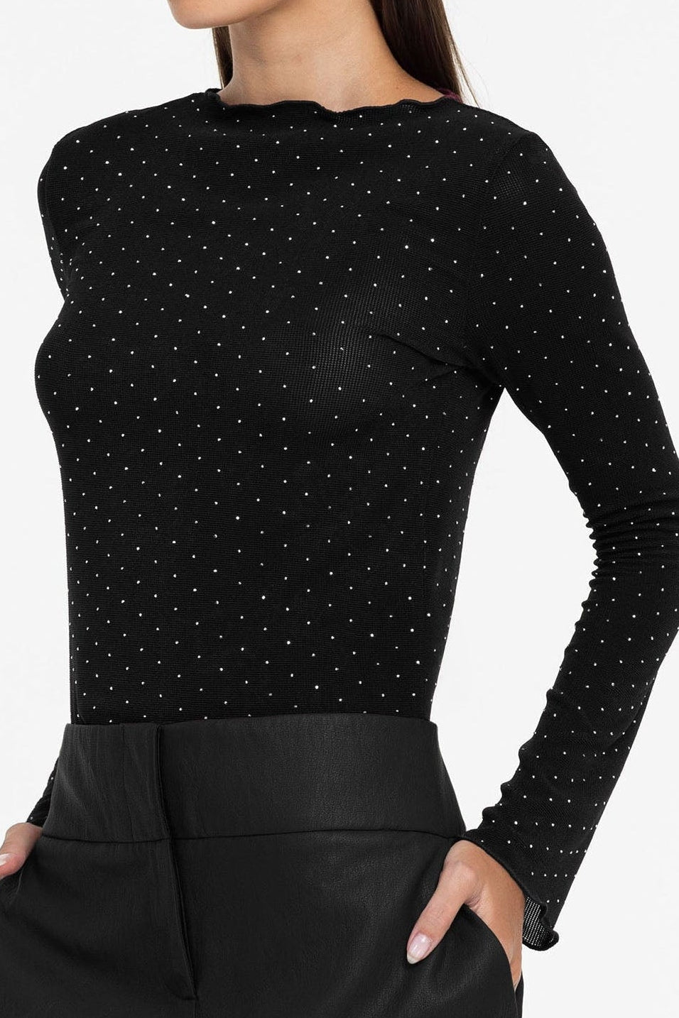 Gigi Top - Black with Silver Diamantés