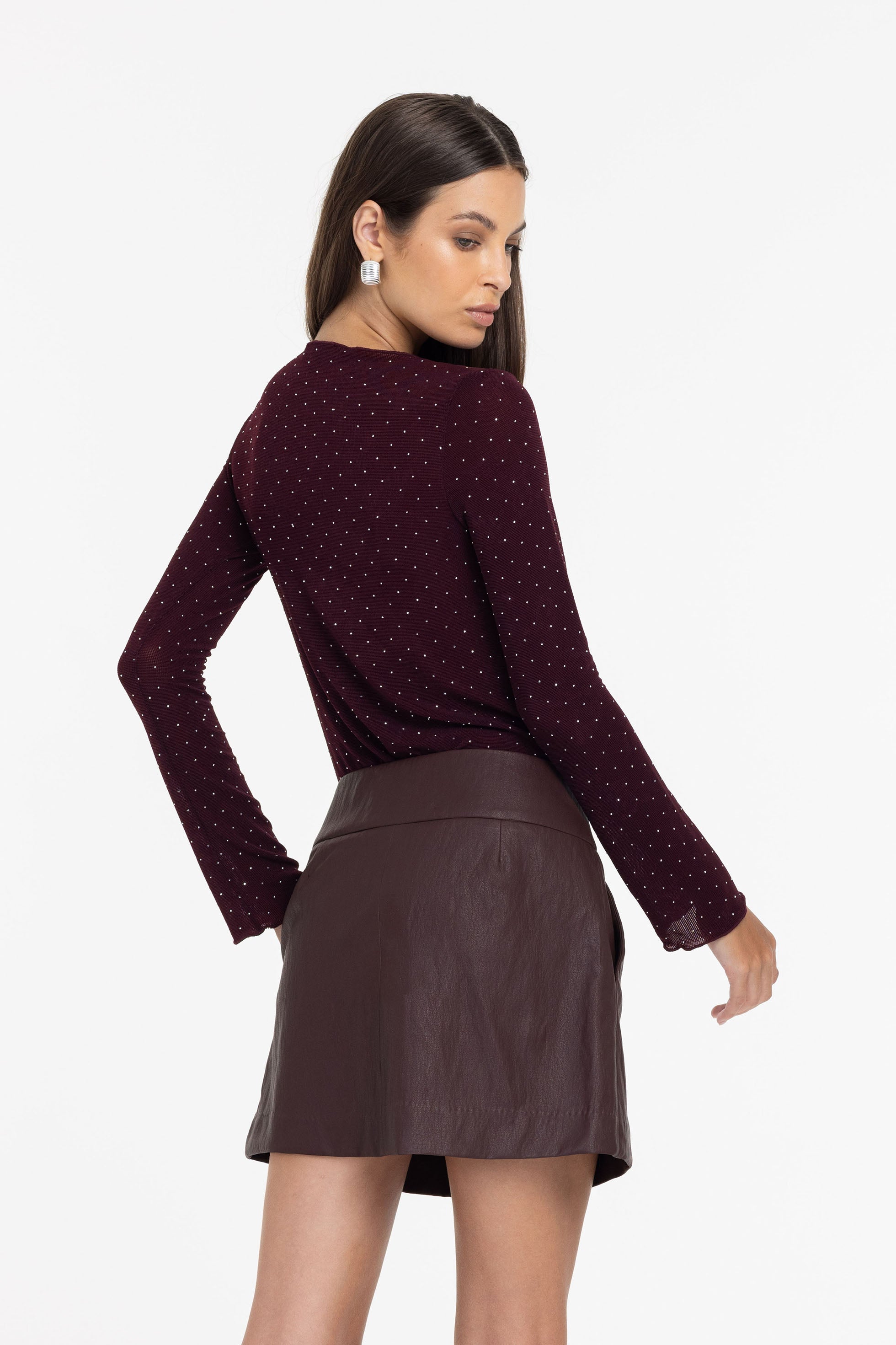 Gigi Top - Burgundy with Silver Diamantés - PRE-ORDER