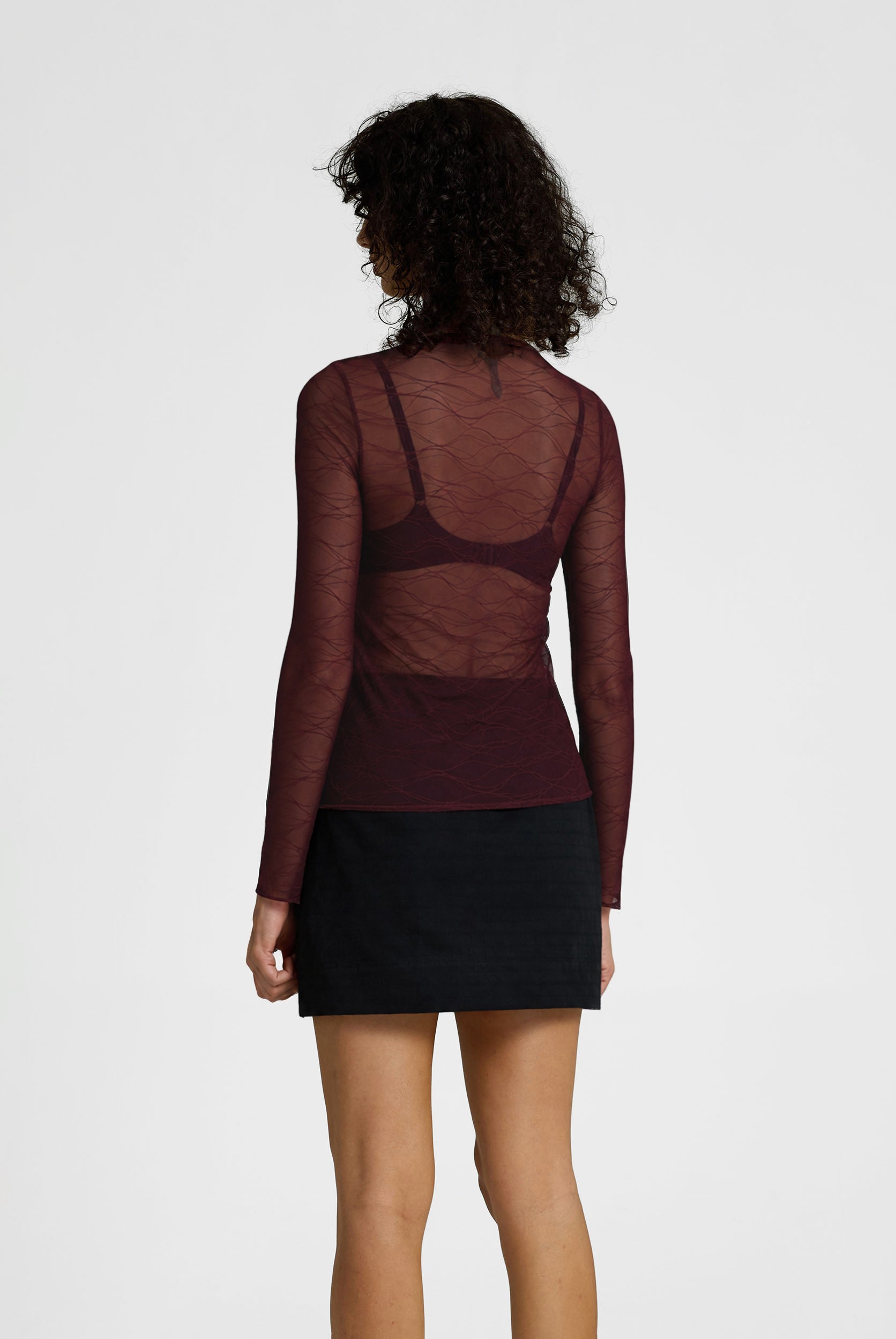 Gigi Long Sleeve Top | Sheer Burgundy Veil | PRE-ORDER