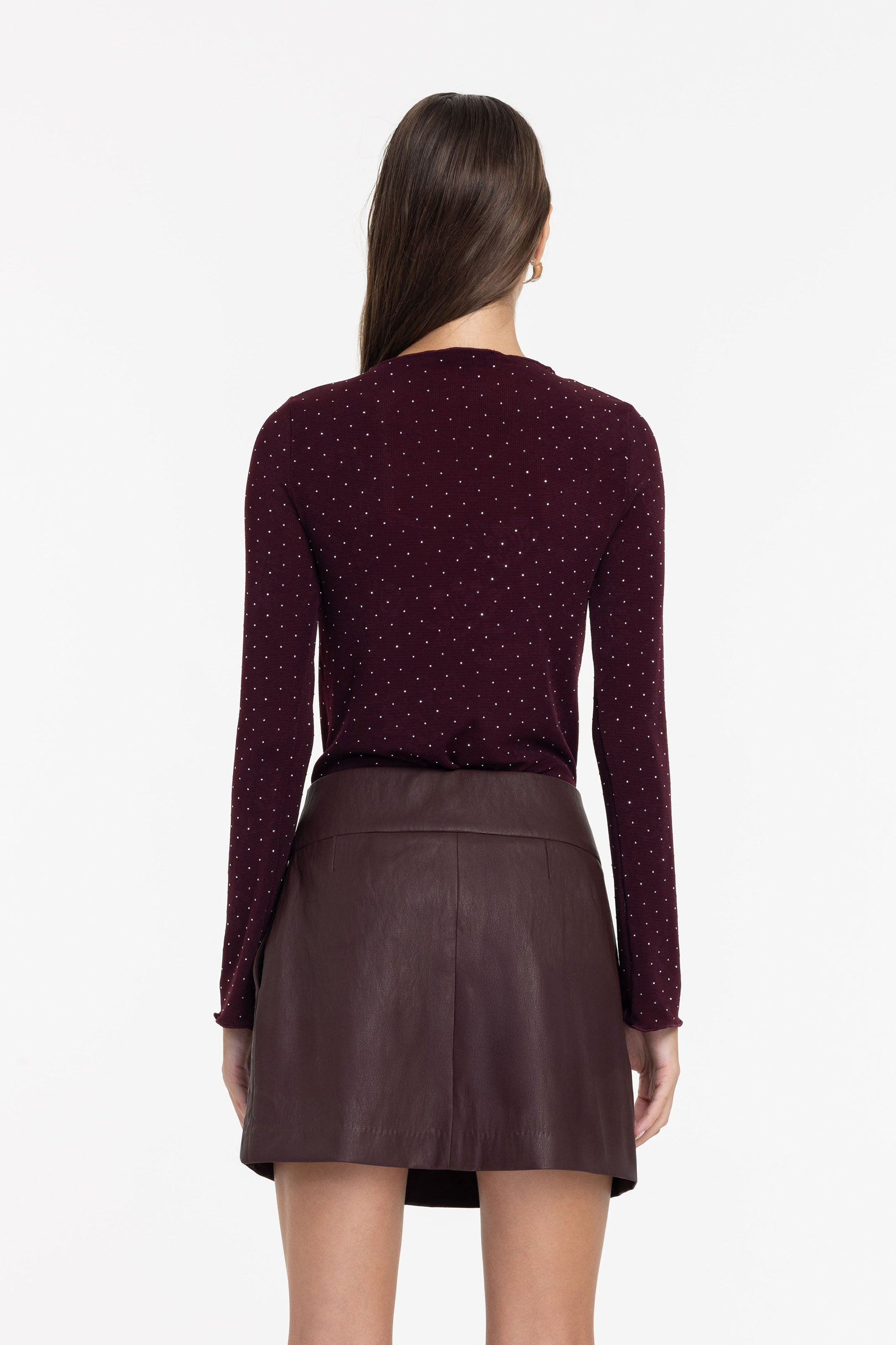 Gigi Top - Burgundy with Silver Diamantés - PRE-ORDER