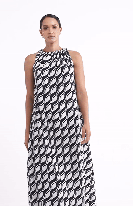 Glamour Dress -  Black/White Large Geometric Print