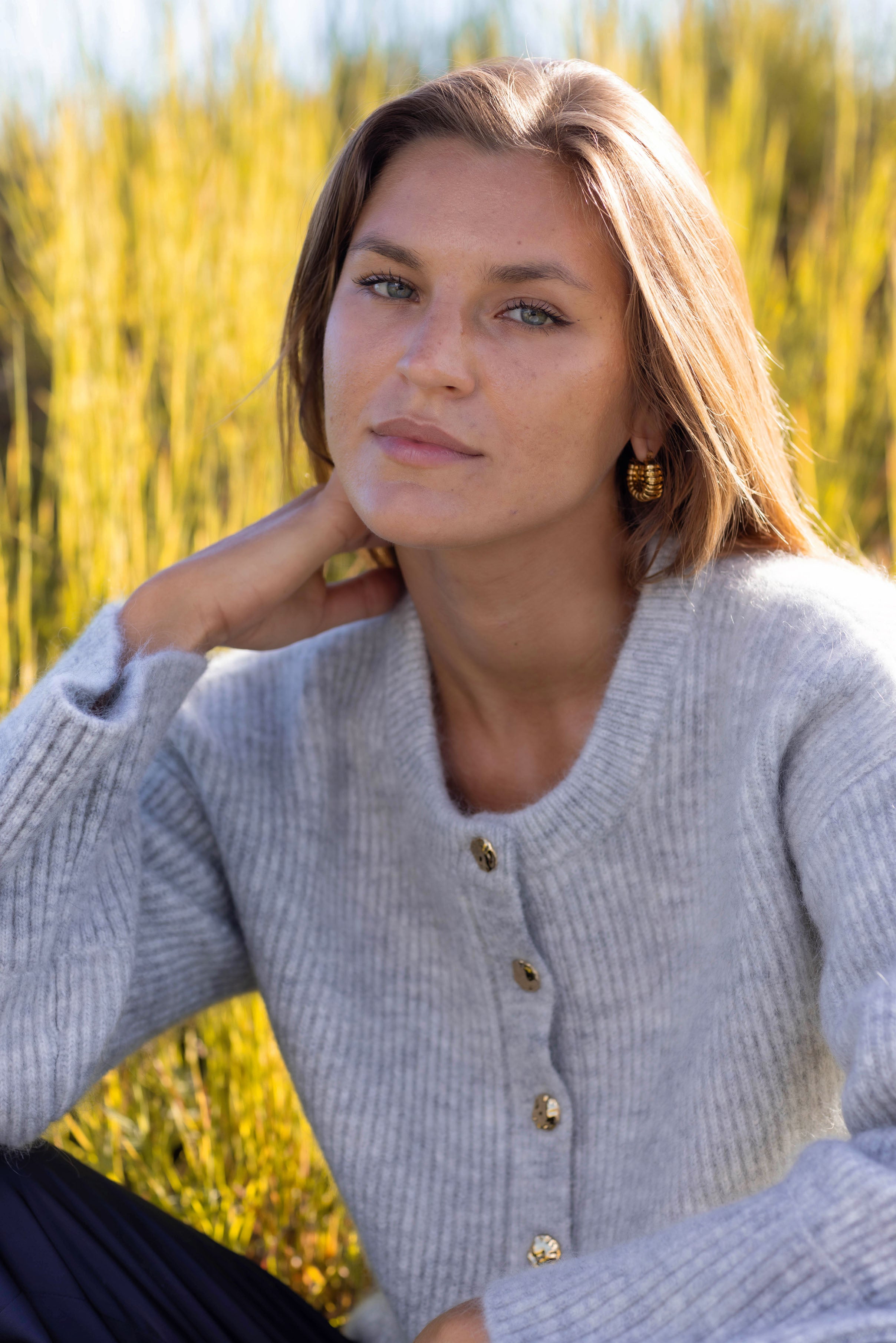 Glow For Me Cardi - Light Grey Marle