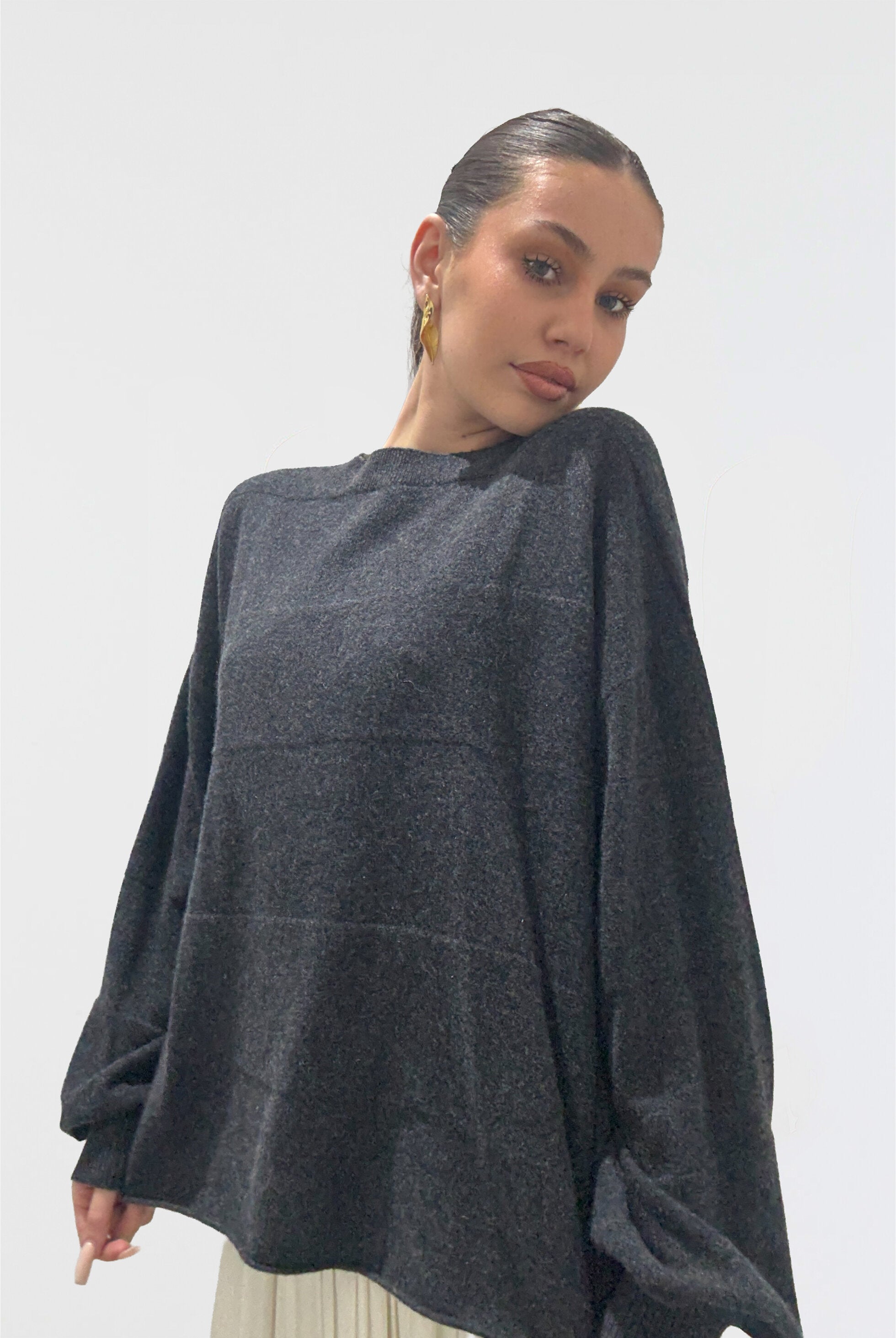 W26/20168 Open My Heart Jumper - Charcoal