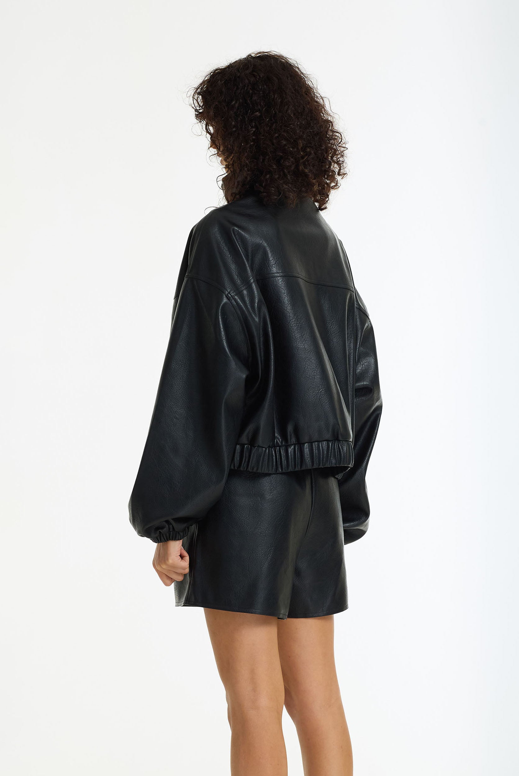 Ignite Vegan Leather Bomber Jacket | Black