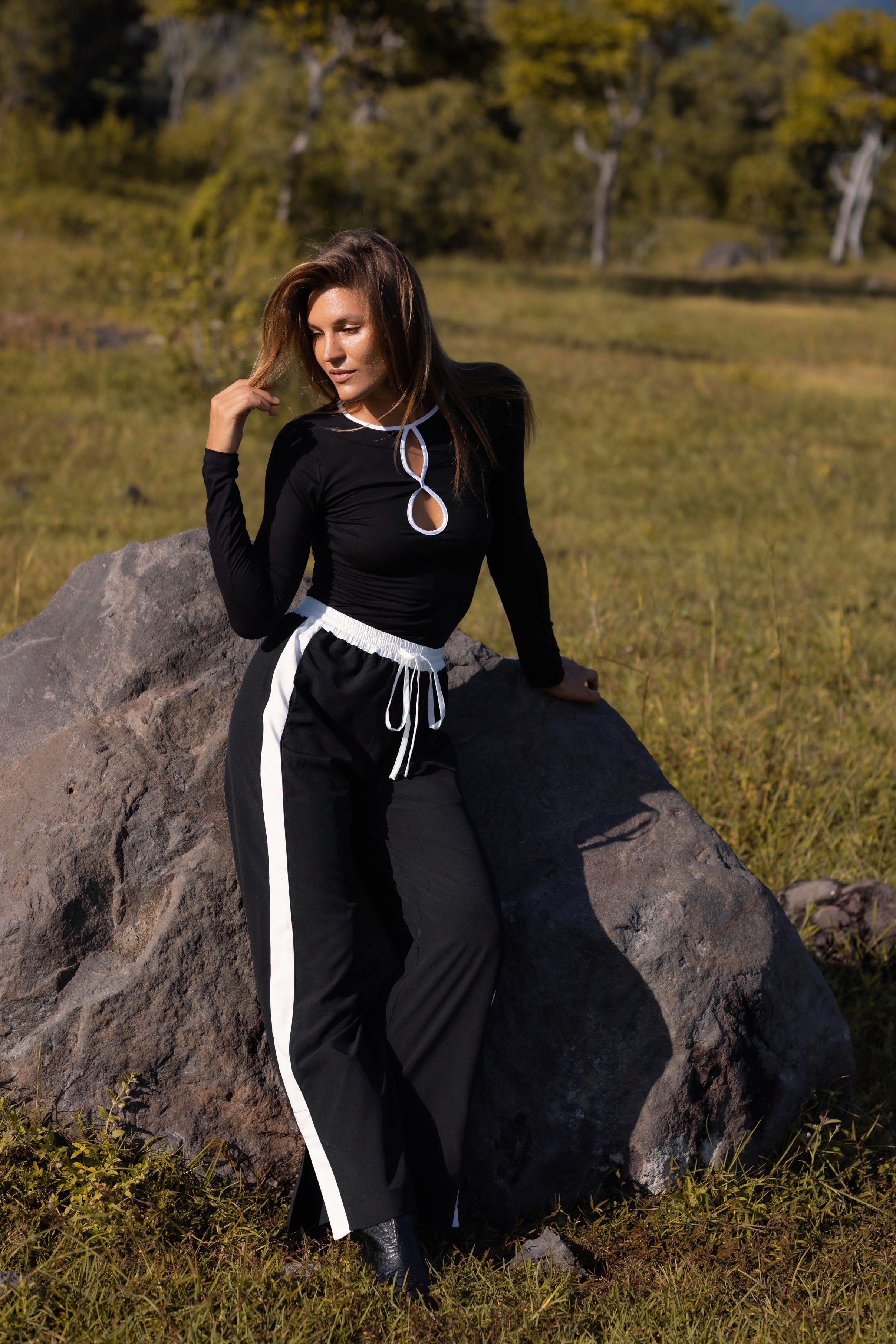 Diego Pant - Black with White Contrast