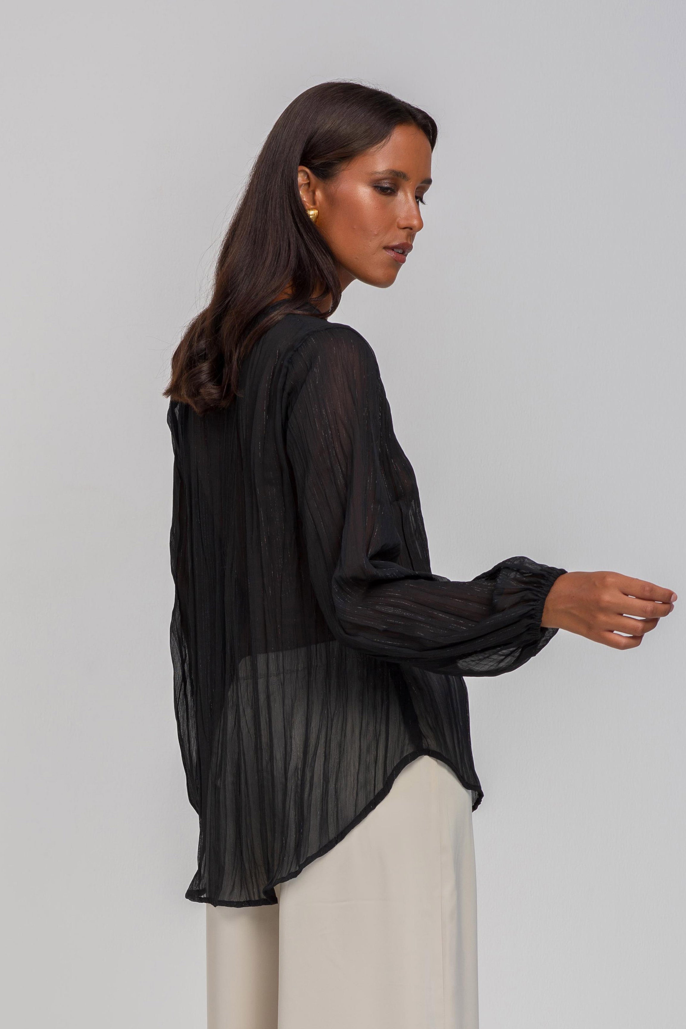 Ingrid Top - Black/Silver Lurex