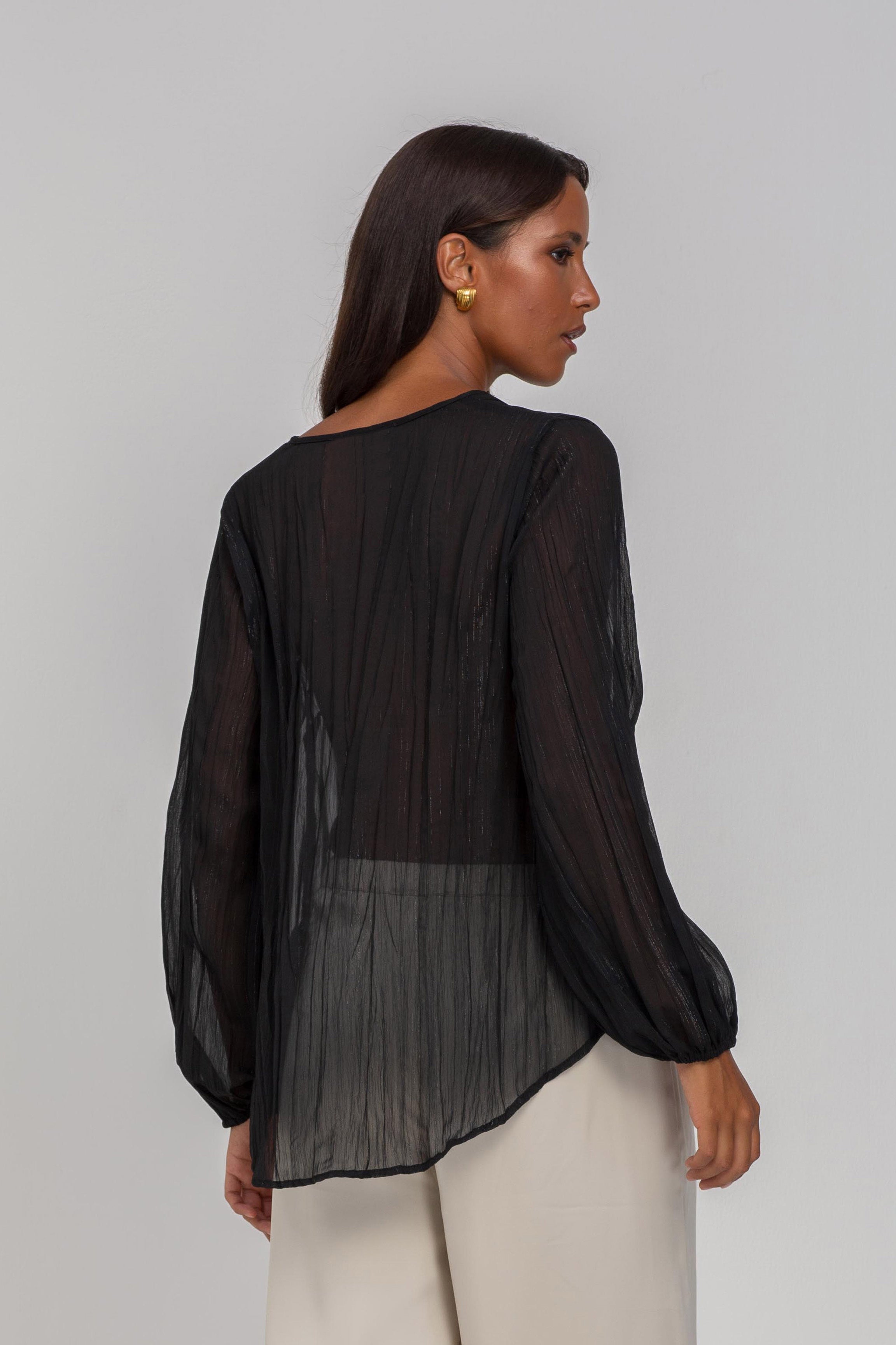 Ingrid Top - Black/Silver Lurex