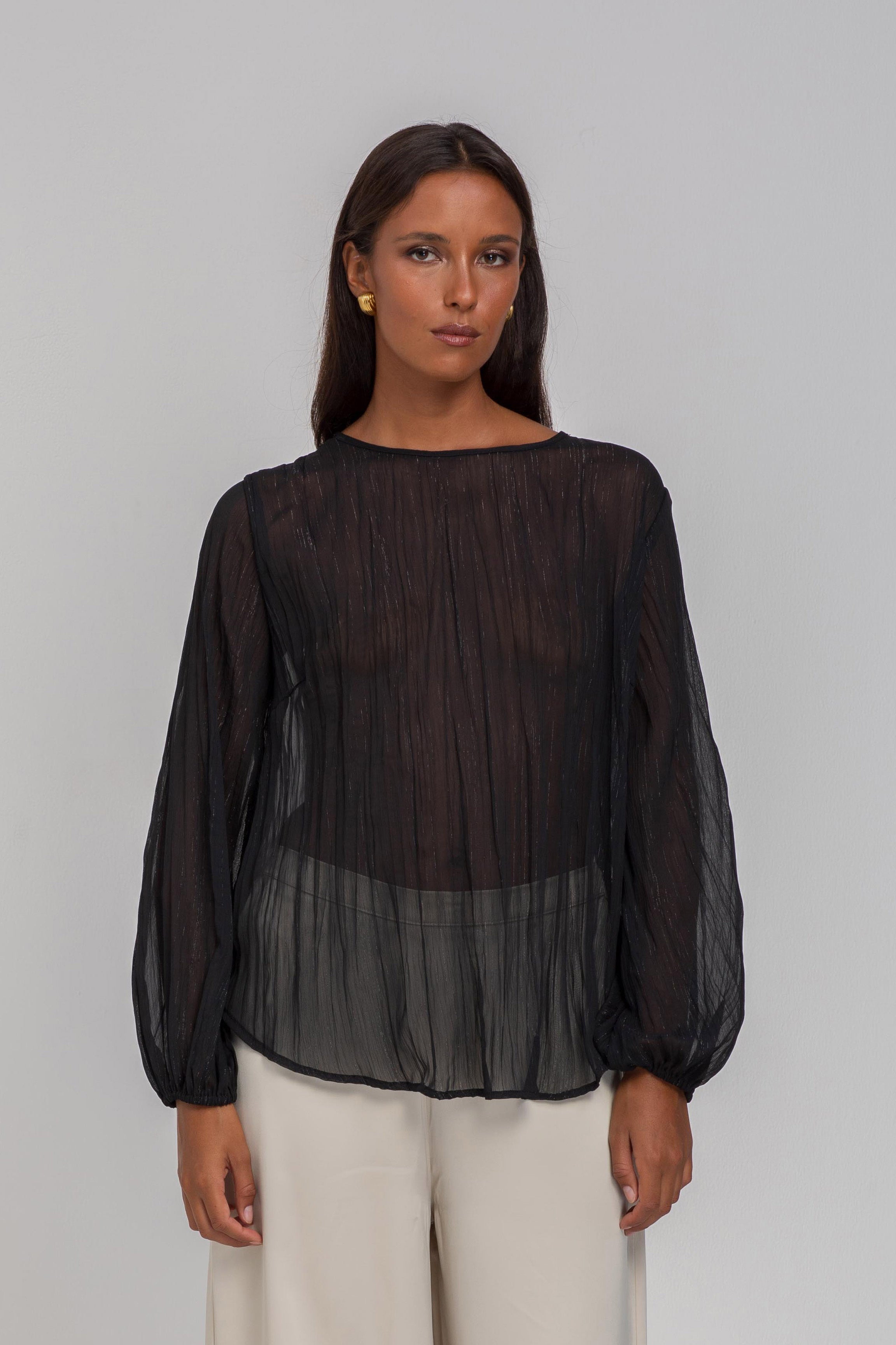 Ingrid Top - Black/Silver Lurex