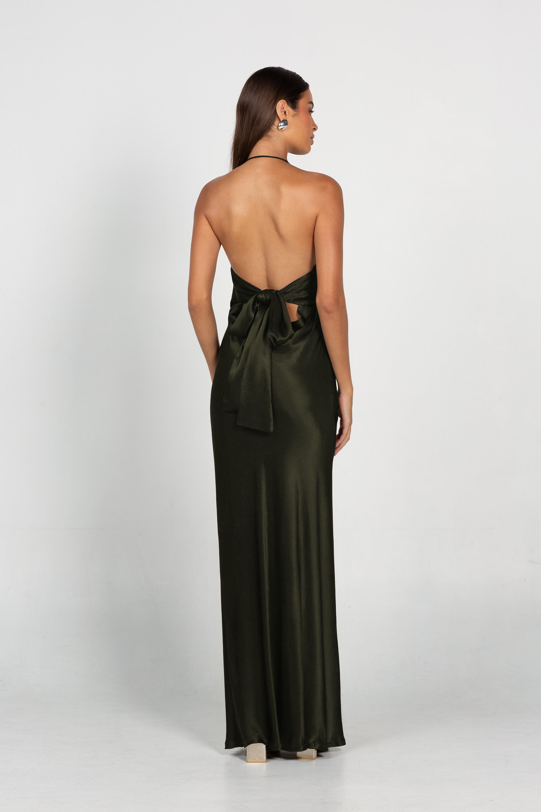 Into Love Halter Maxi - Dark Olive
