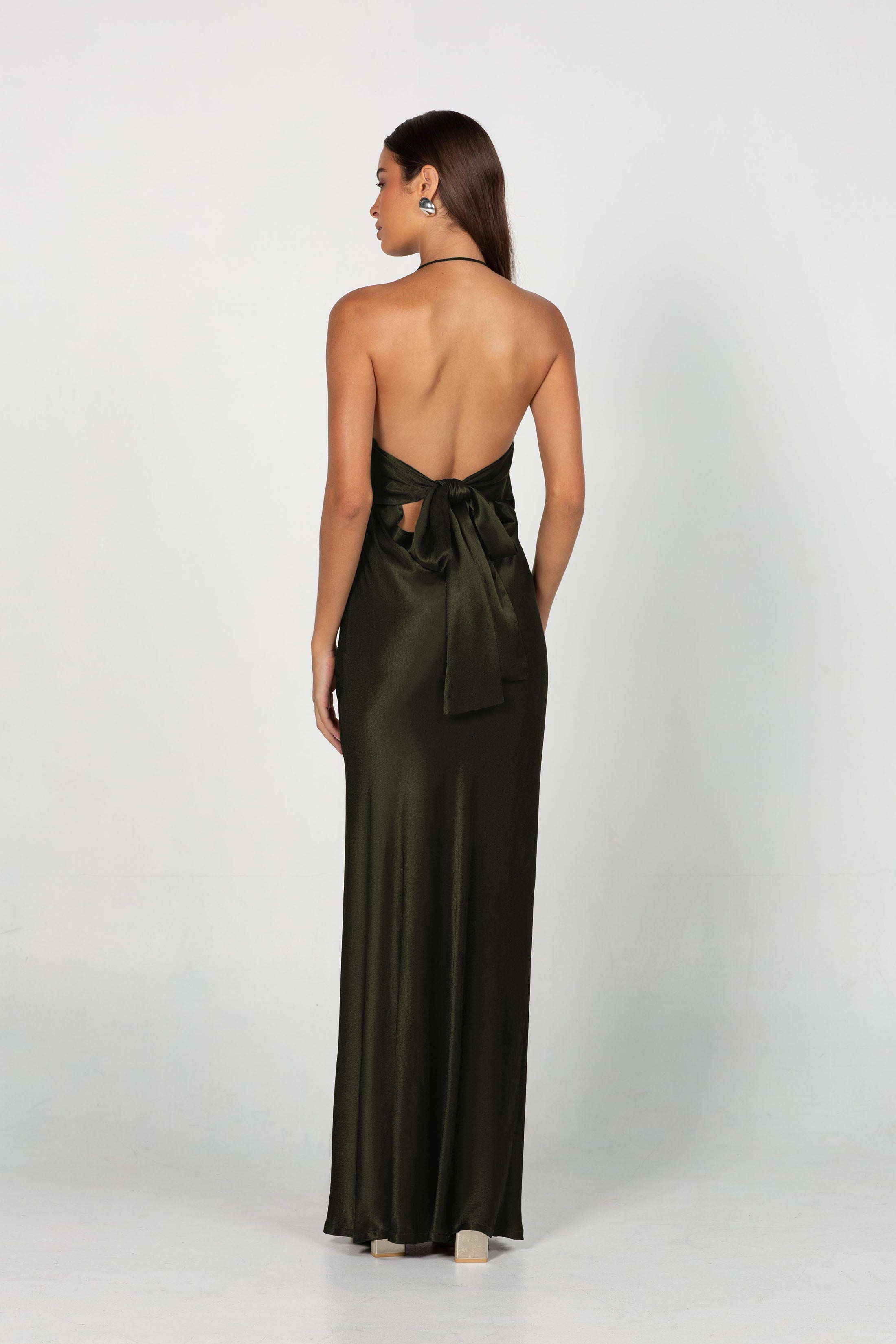 Into Love Halter Maxi - Dark Olive