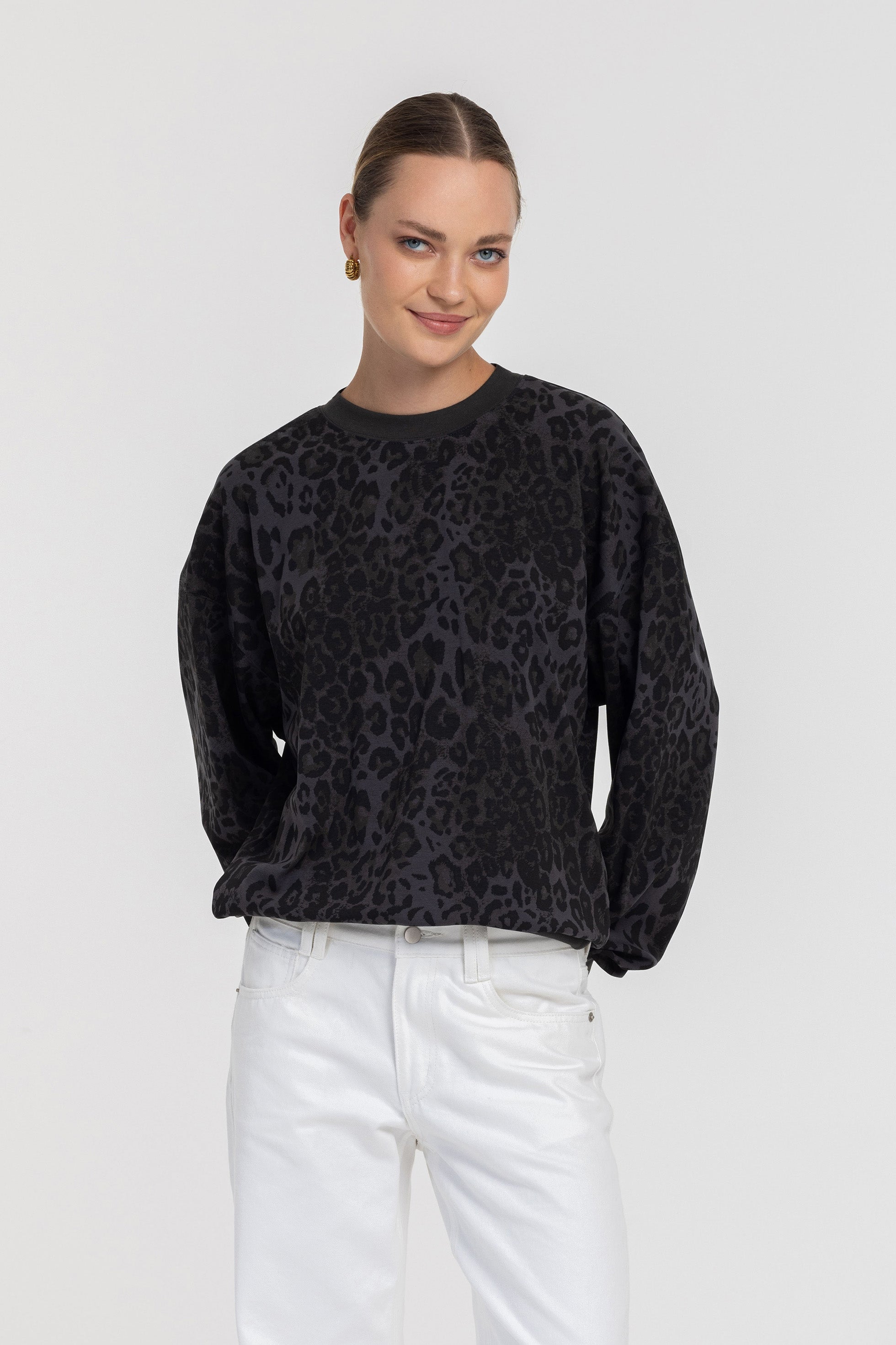 Into You Sweater - Leopard Grey