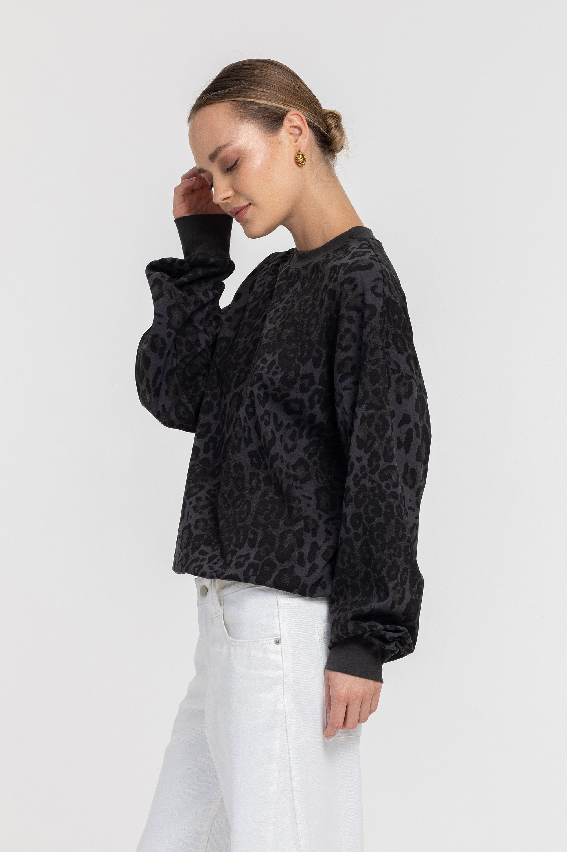 Into You Sweater - Leopard Grey