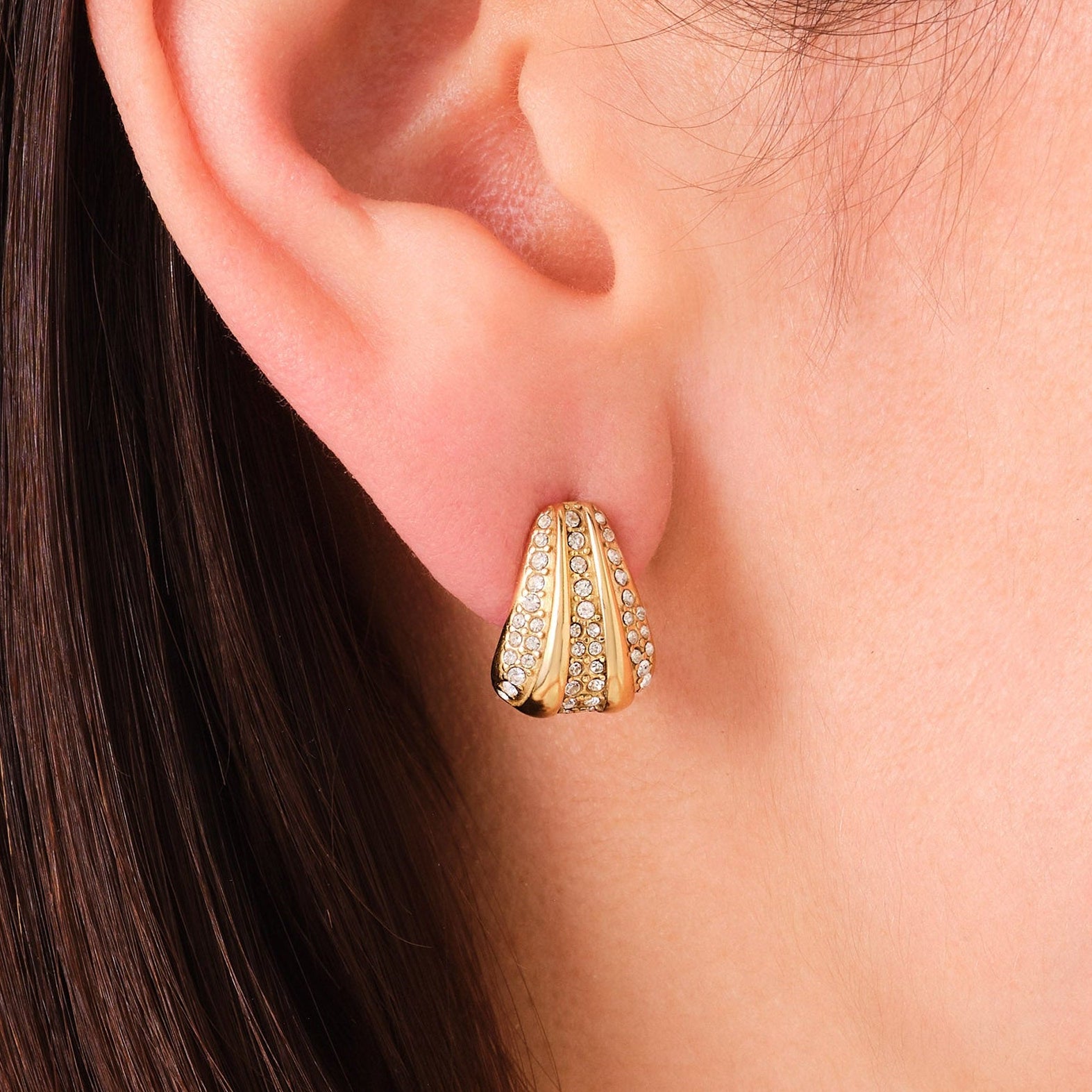 Rosefield – Pave Striped Studs – Gold
