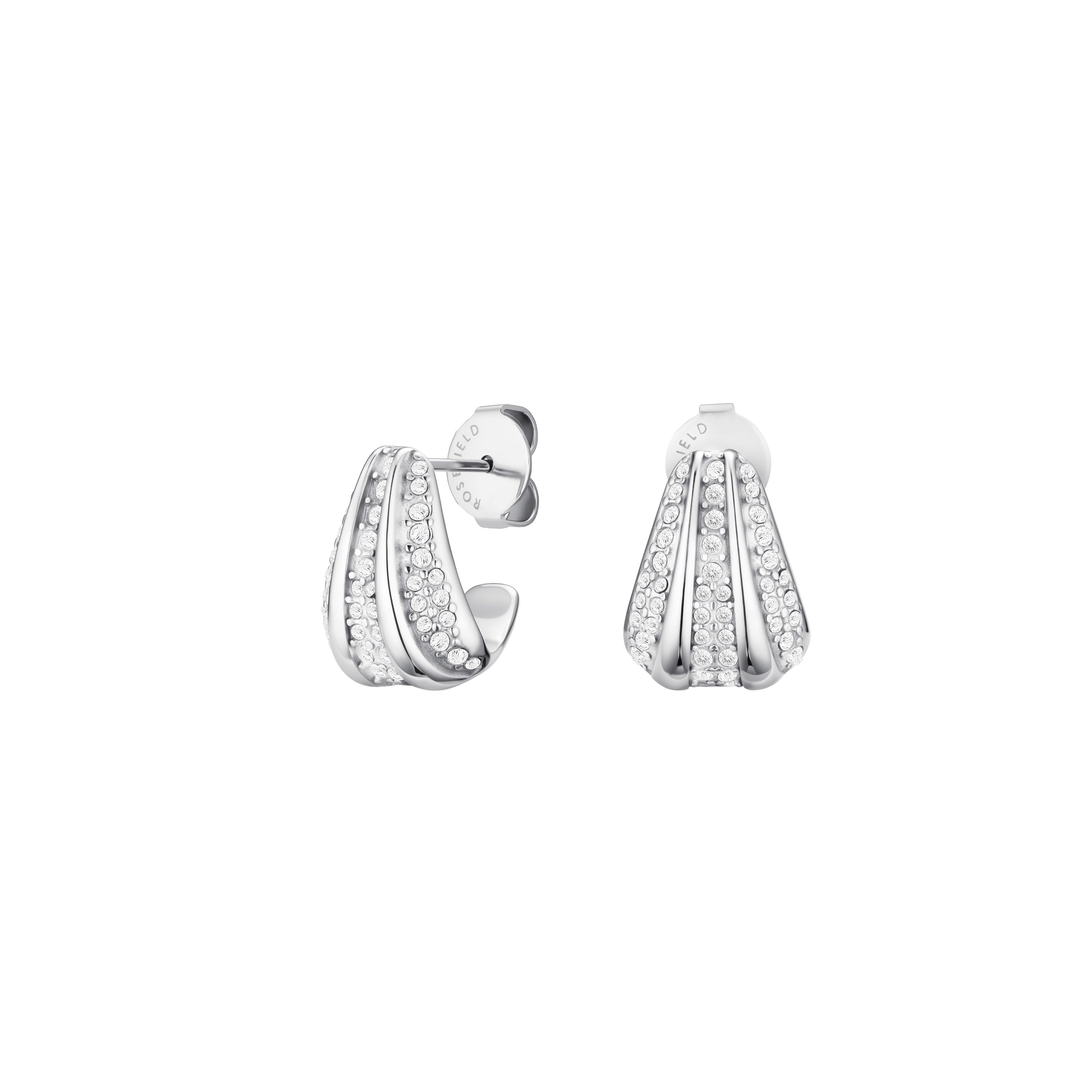 Rosefield – Pave Striped Studs – Silver
