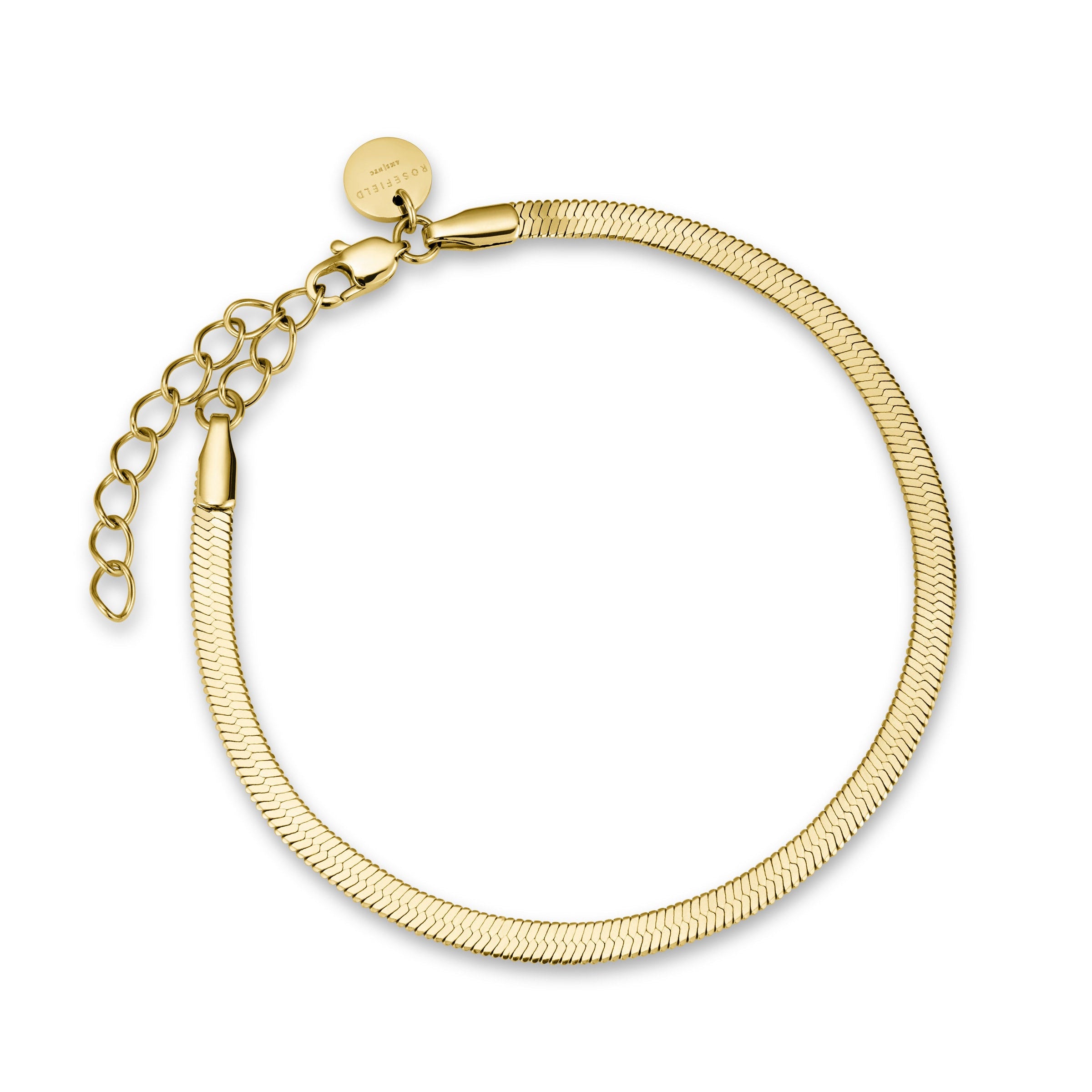 Gold bracelet on a white background