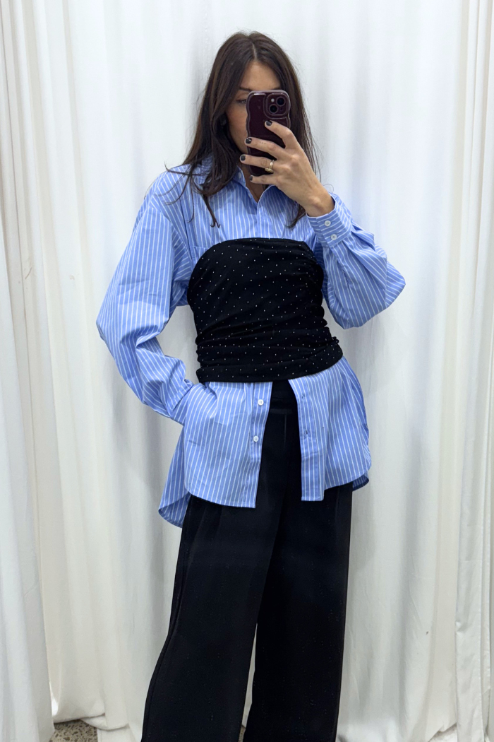 Two Makes One Shirt - Blue with White Stripe